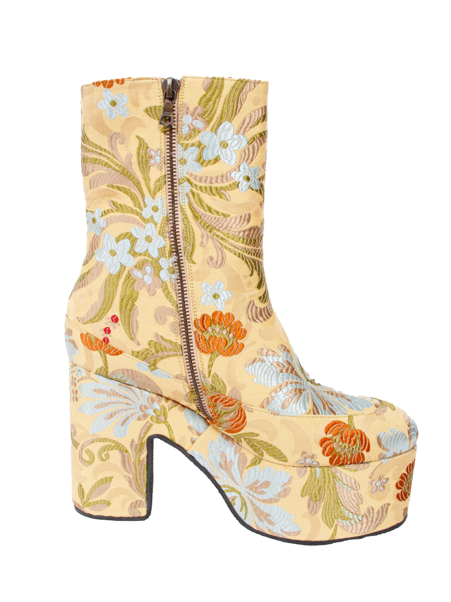 Dries Van Noten Floral Brocade Platform Boots (38.5)