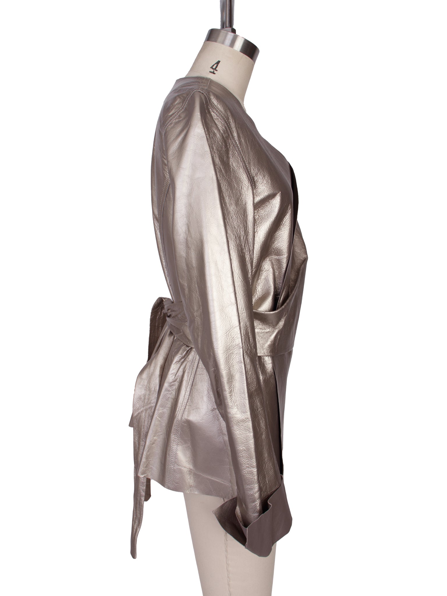 S/S 2022 Rick Owens Fogachine Silver Lambskin Wrap Jacket