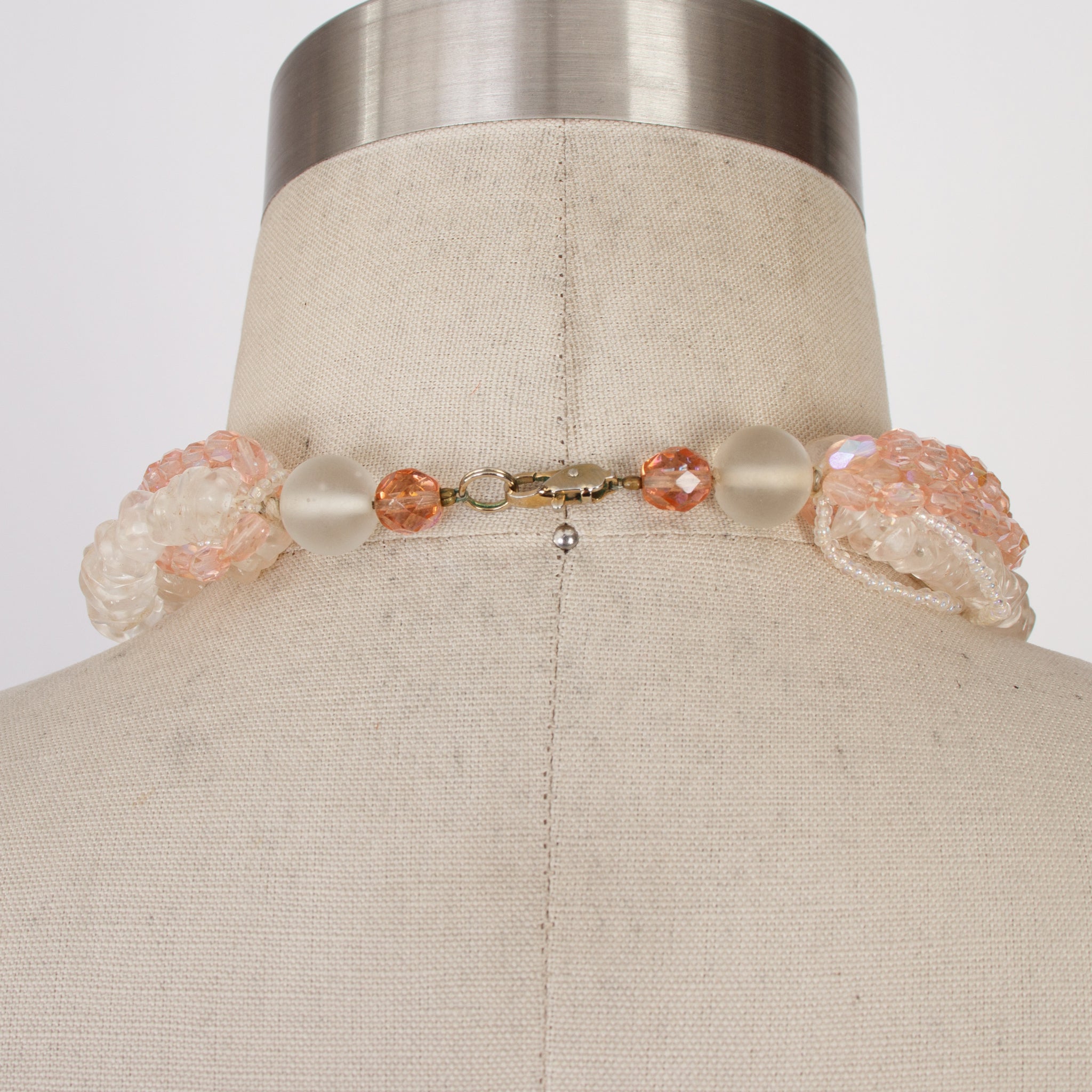 Rose Quartz & Crystal Multi-Strand Beaded Cala Lily Necklace