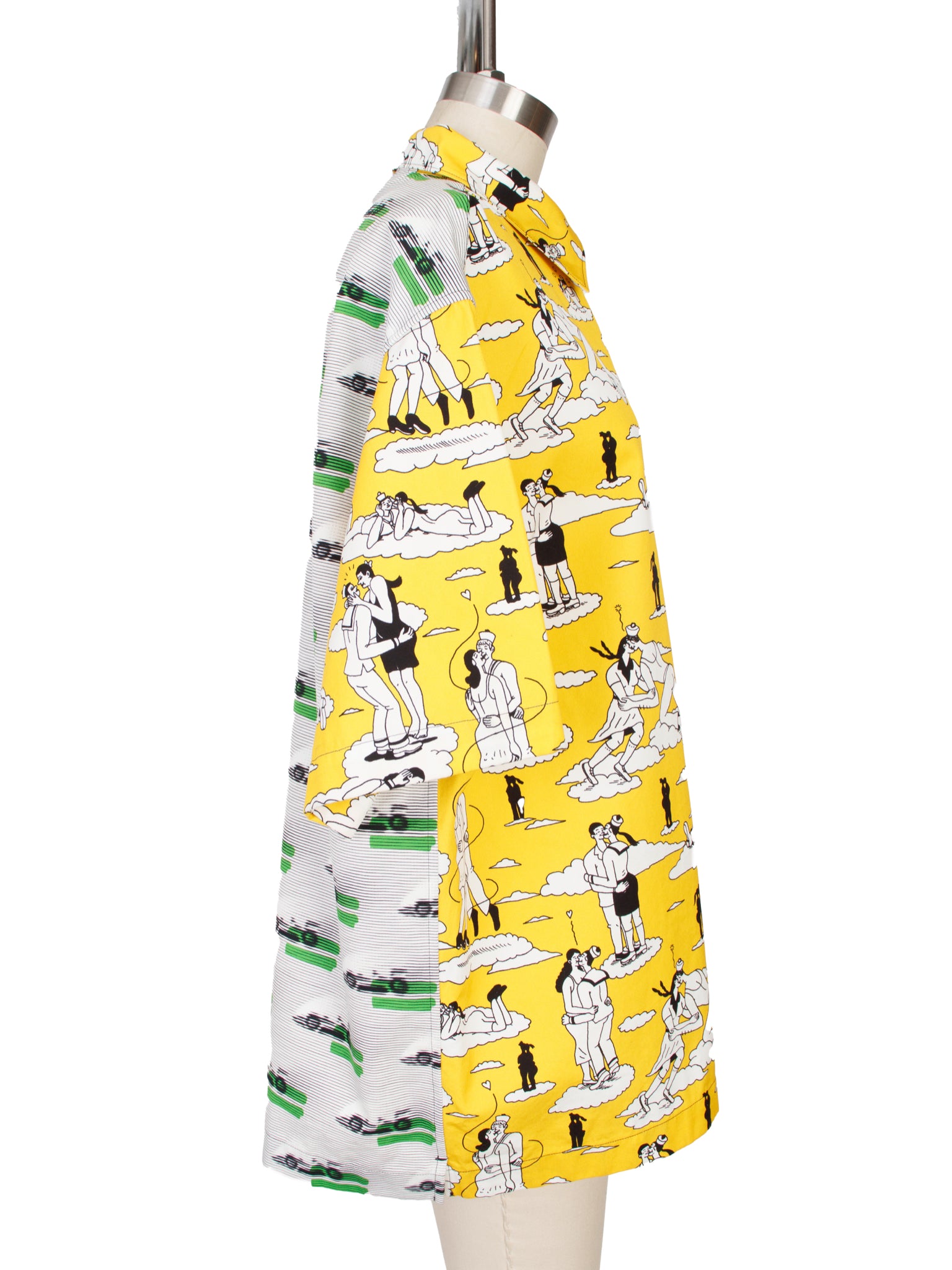 Prada Double Match Poplin Split Button Up Shirt