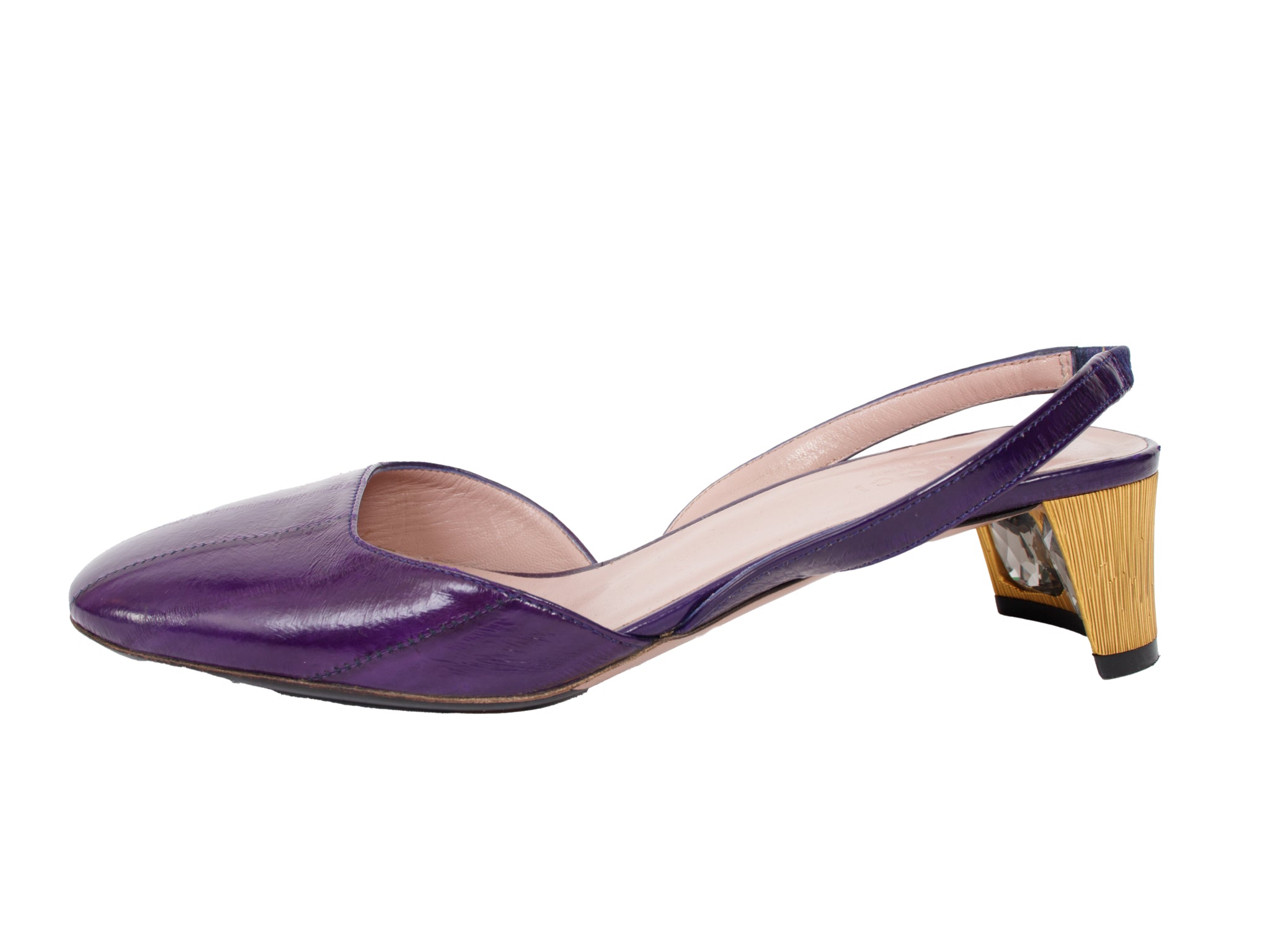 Gucci Eel Skin Embellished Slingbacks