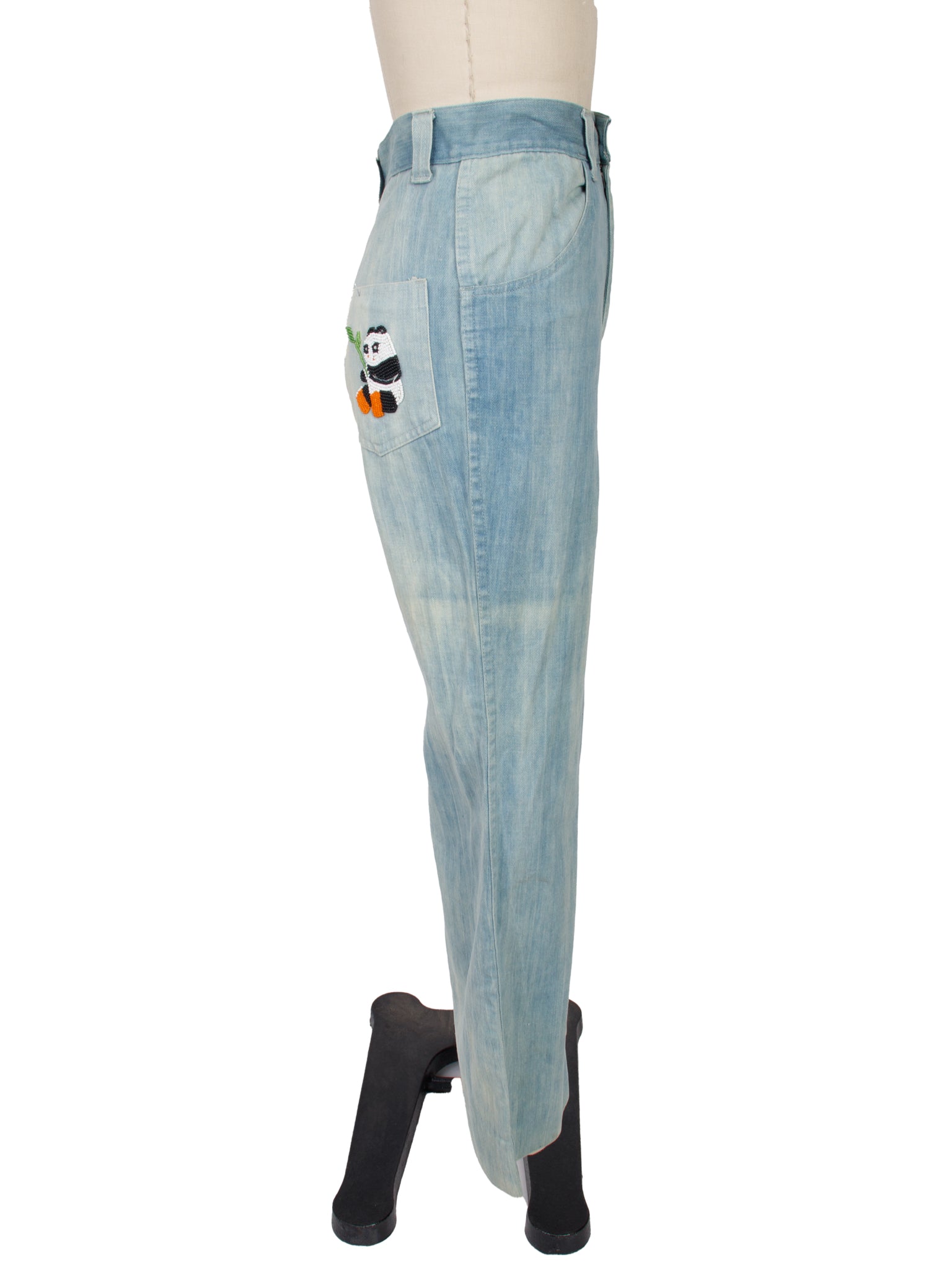 1970s Denimites Beaded Light Wash Denim Pant Set