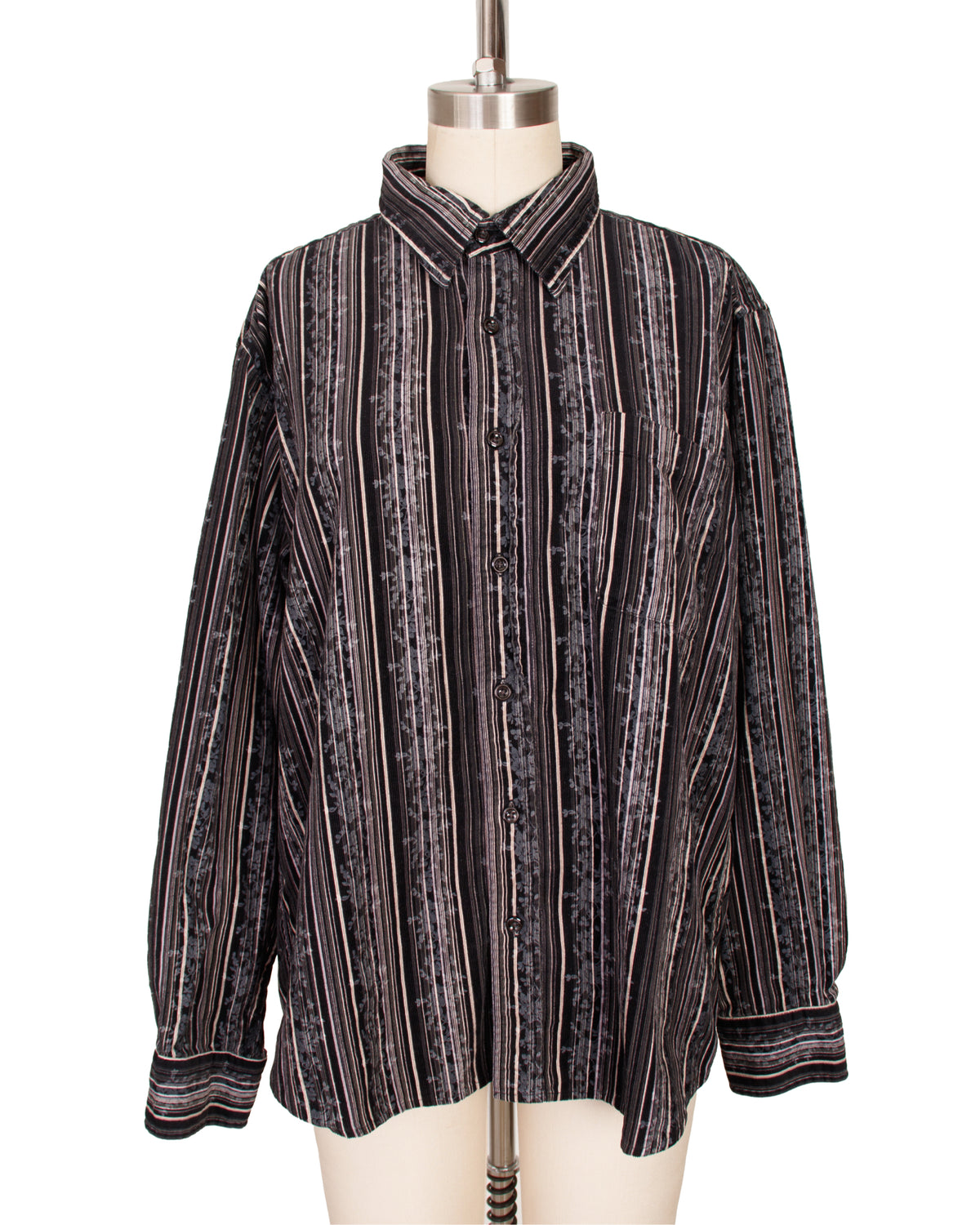 Kansai Floral Striped Corduroy Button Up