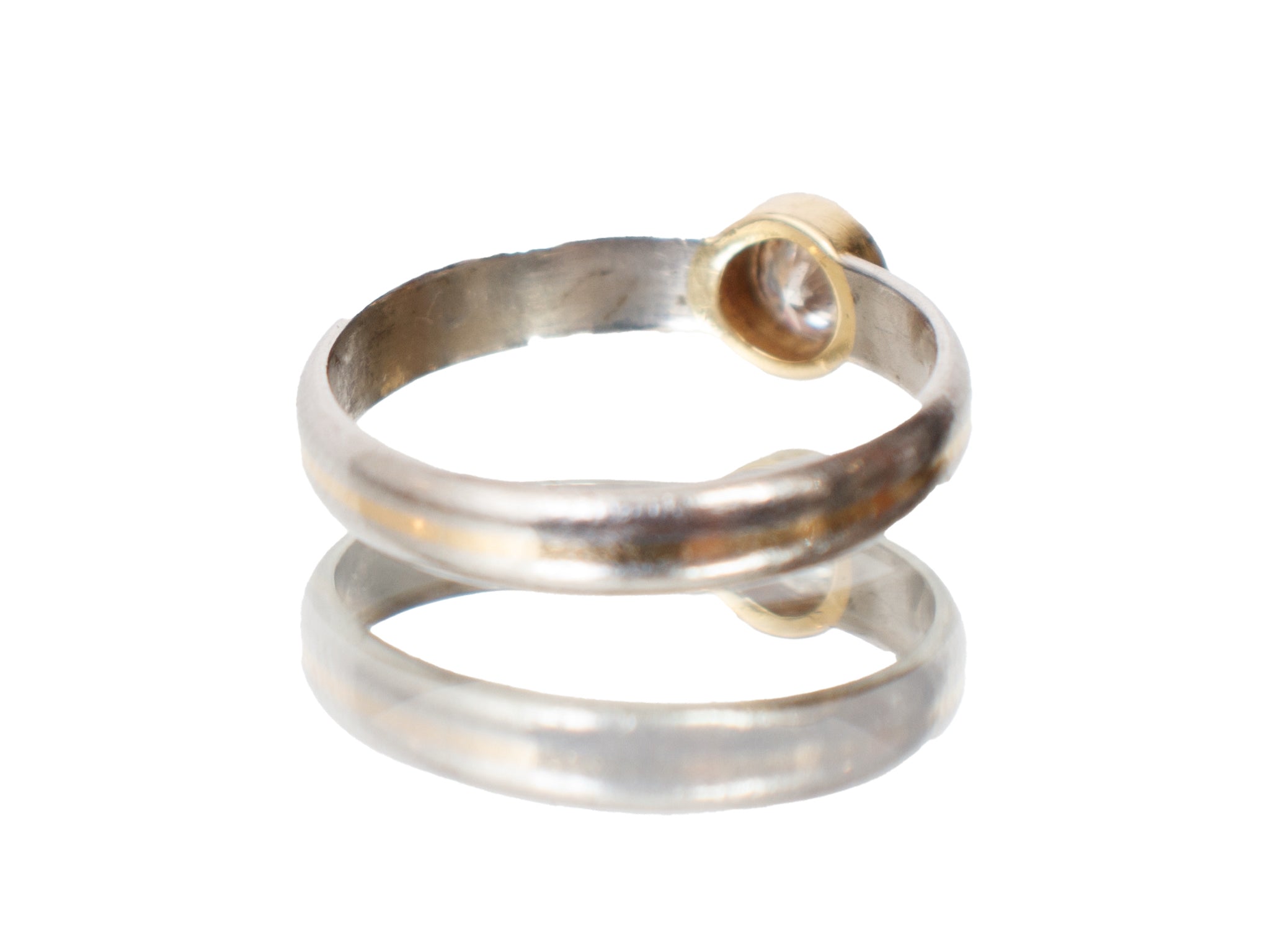 Platinum & 18k Gold Bezel Set Diamond Ring