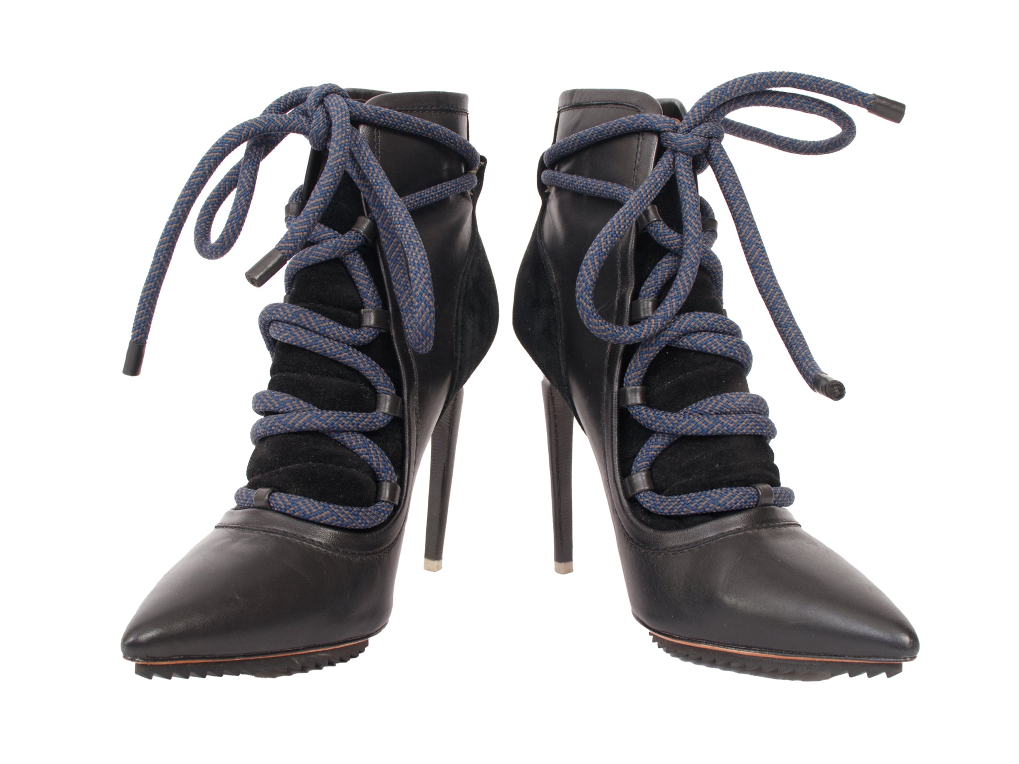 Lamb Leather & Suede Lace-Up Heels