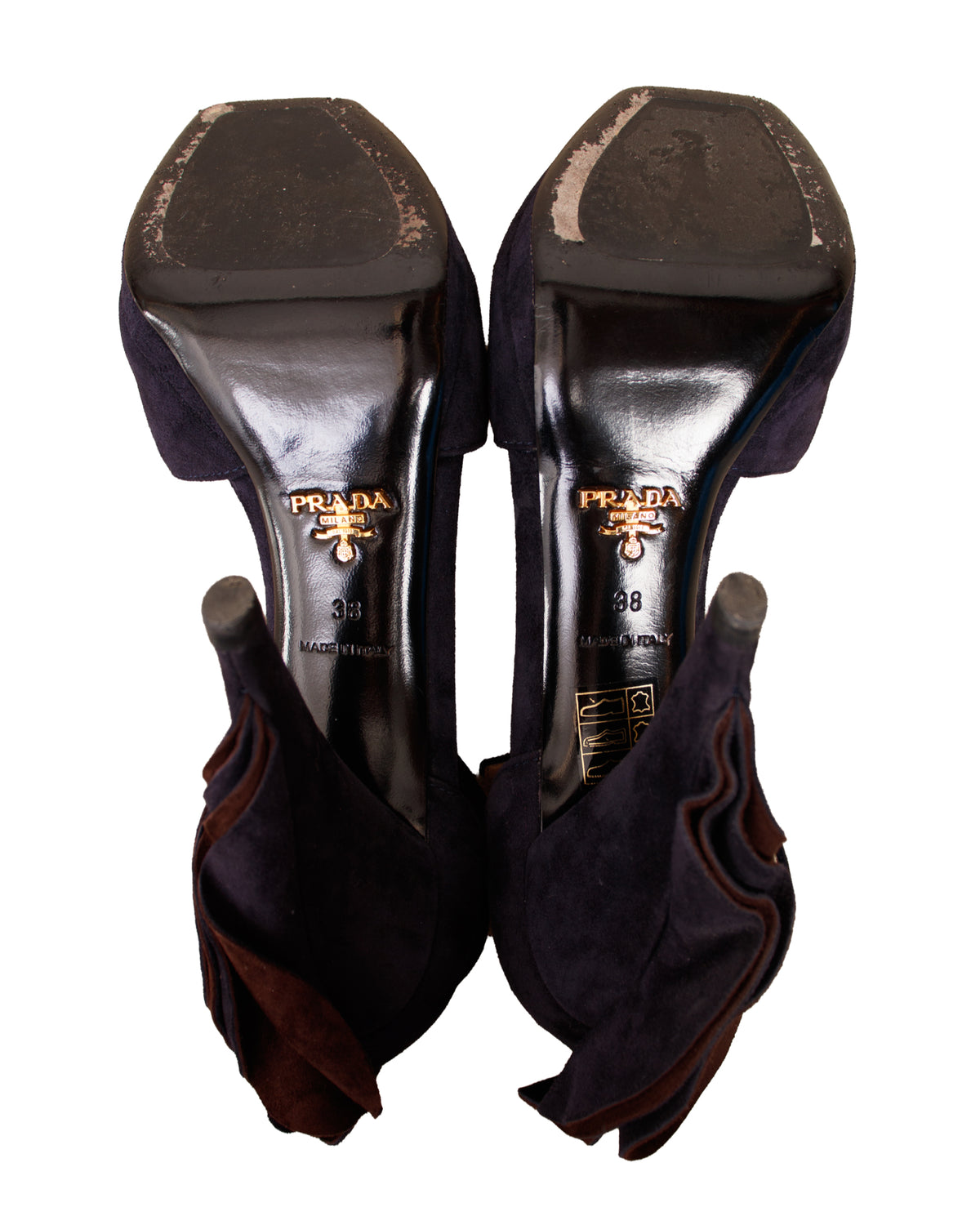 Prada Suede Peep Toe Heels