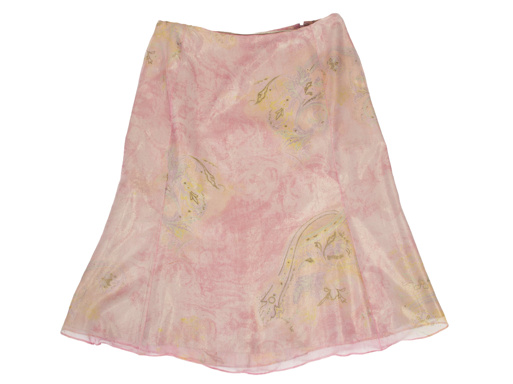 Christian Lacroix Metallic Chiffon Printed Skirt