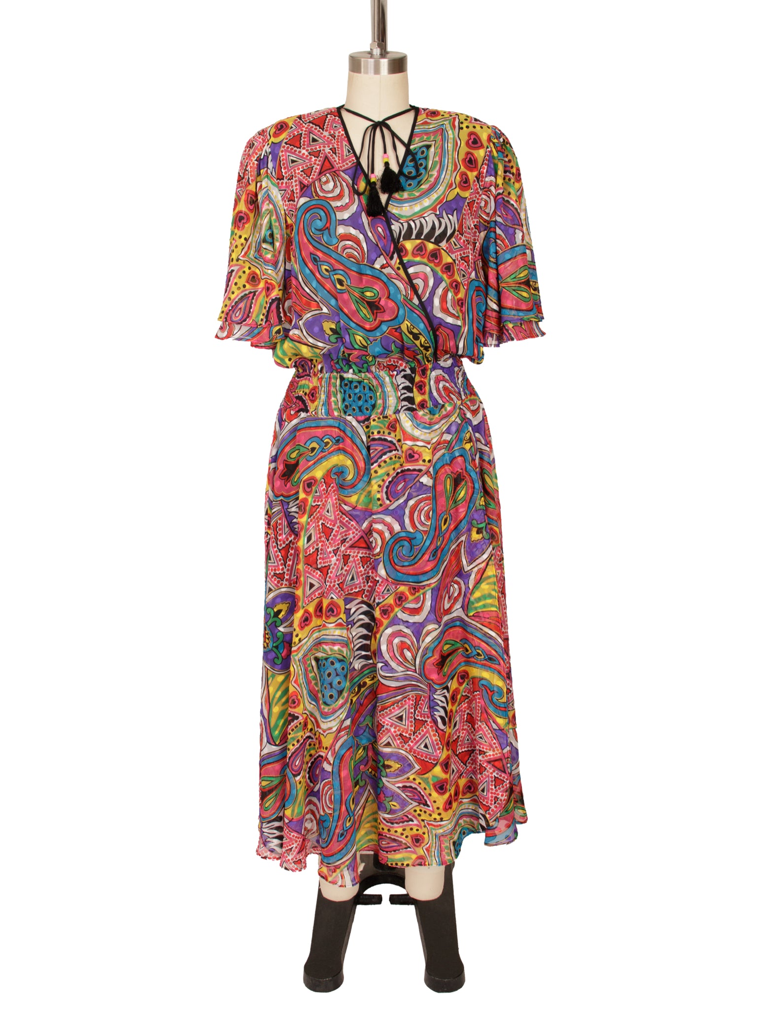 Diane Freis Georgette Abstract Paisley Print Dress