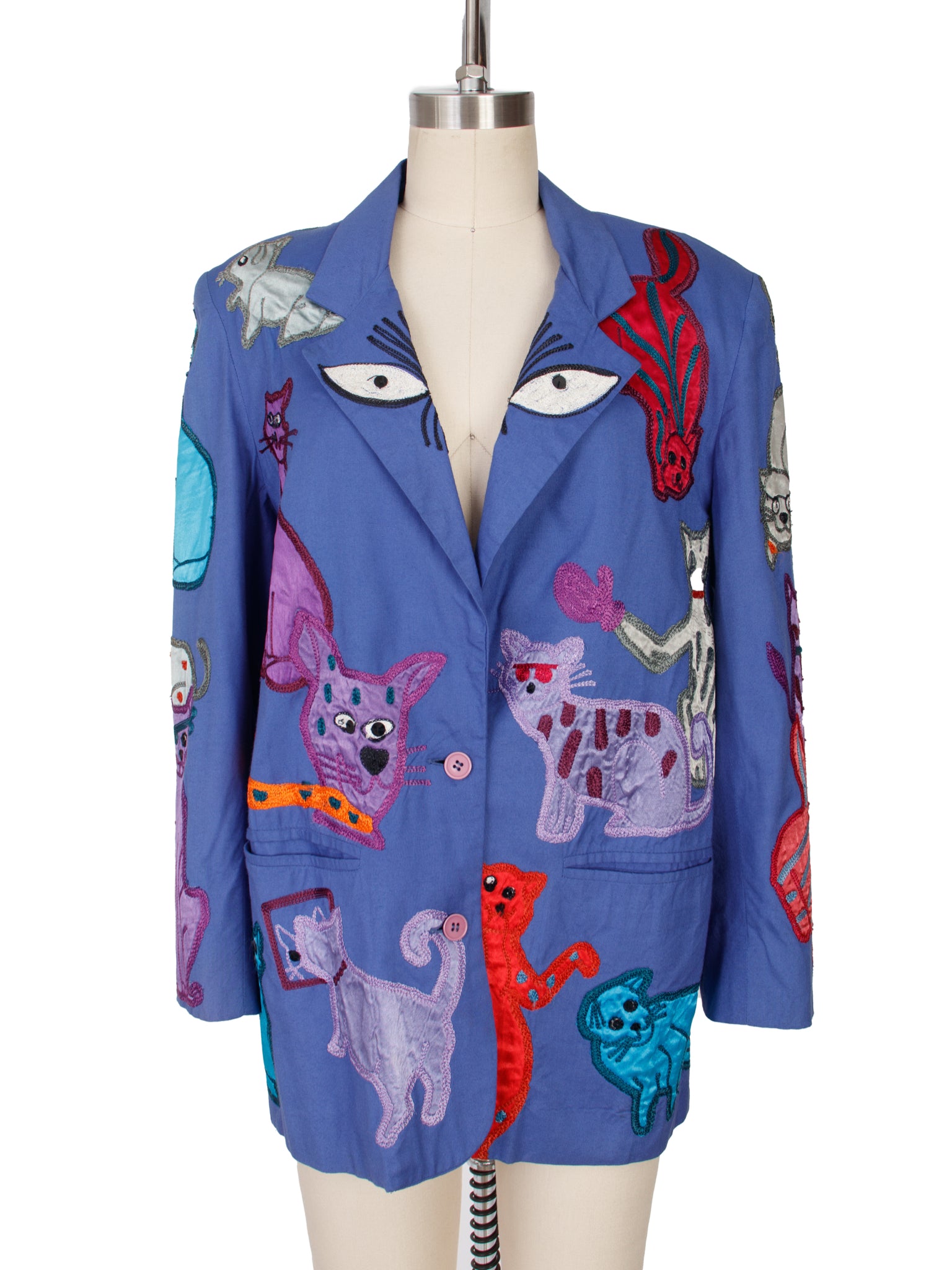 Sandy Starkman Cat Embroidered Blazer