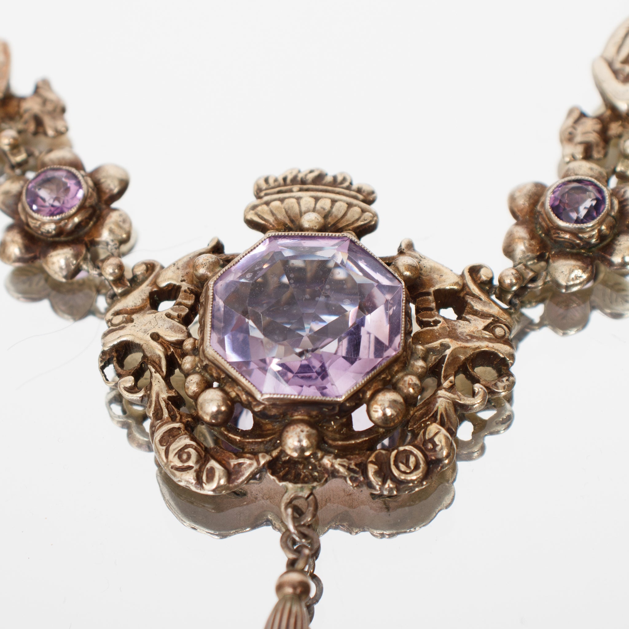 Guglielmo Cini Sterling Mystical Creatures & Bezel Amethyst Teardrop Necklace*