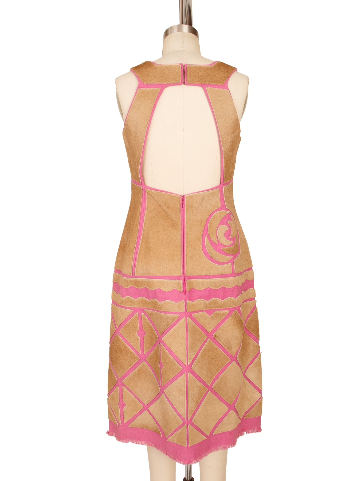 BCBG Ponyhair Laser Cut Applique Dress