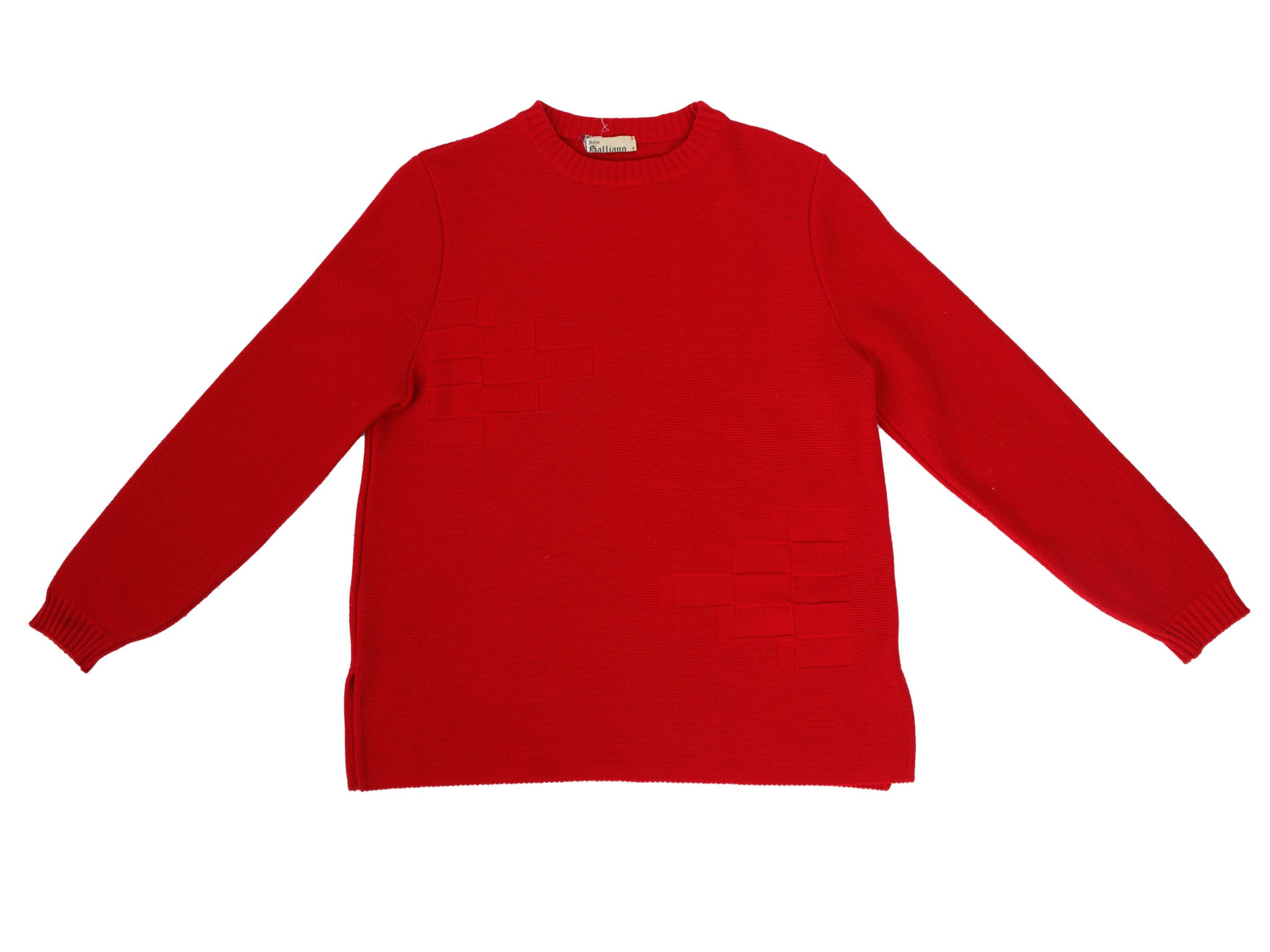John Galliano Cotton Knit & Check Detail Sweater