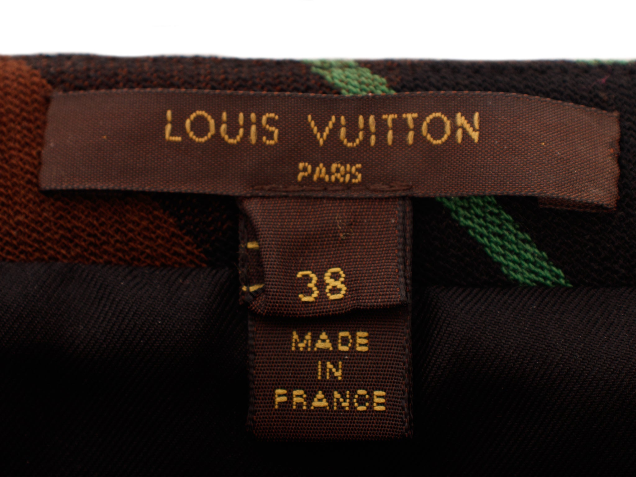 Louis Vuitton Wool Plaid & Leather Fringe Skirt