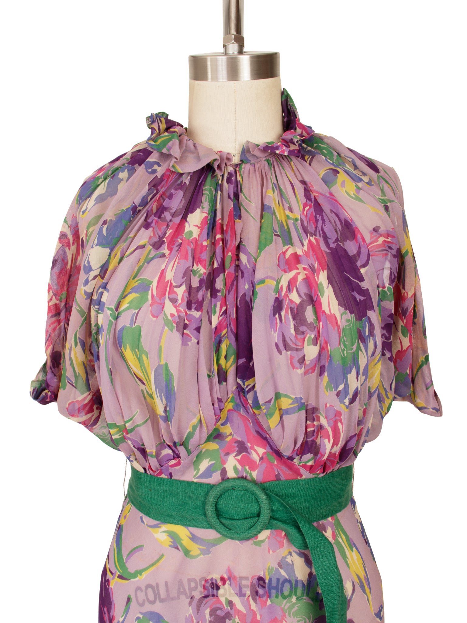 1930s Chiffon Floral Dress As-Is
