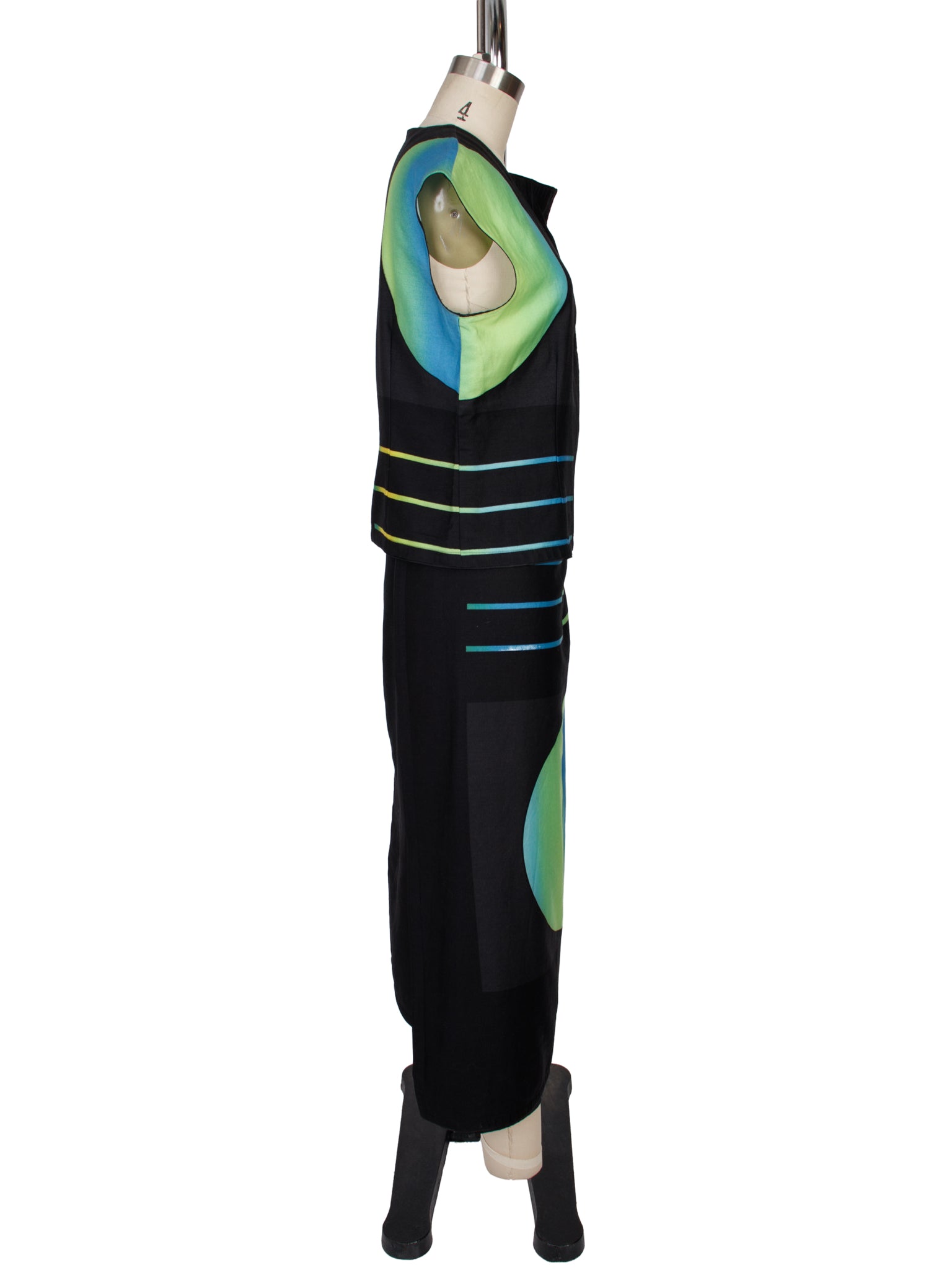 1980s Silk Asymmetrical Graphic Skirt Set
