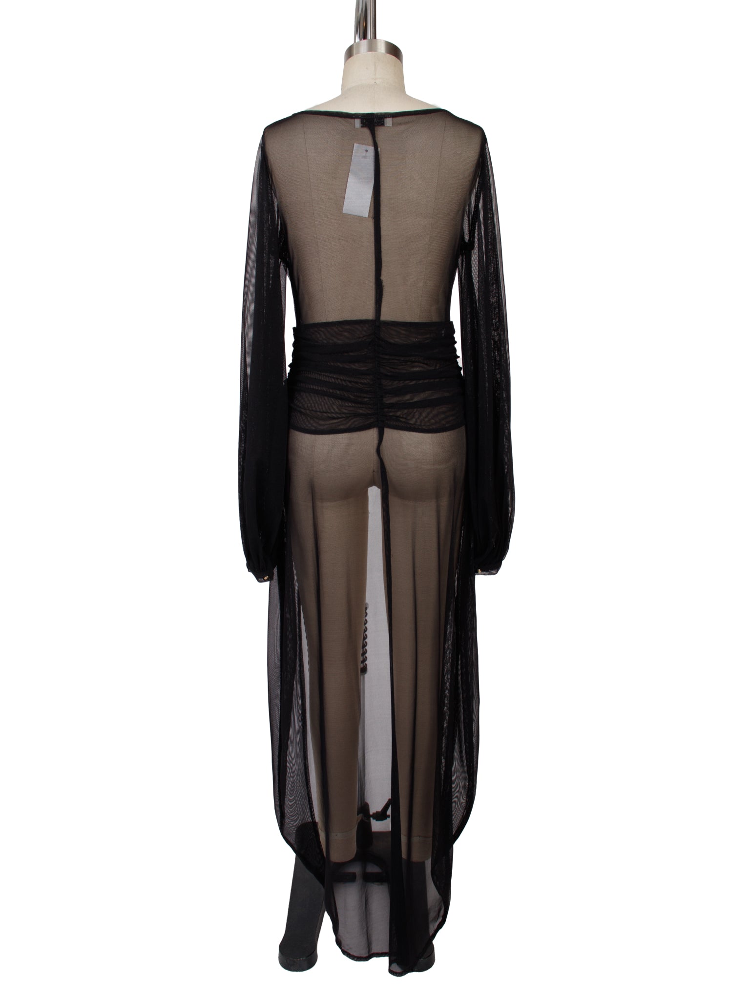 Elisabetta Rogiani Mesh Split Front Ballon Sleeve Dress