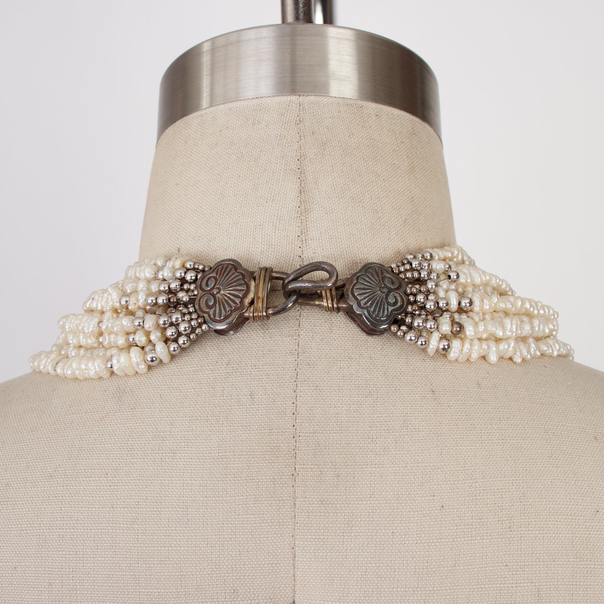 Stephen Dweck Sterling & Beaded Pearl Cameo Necklace