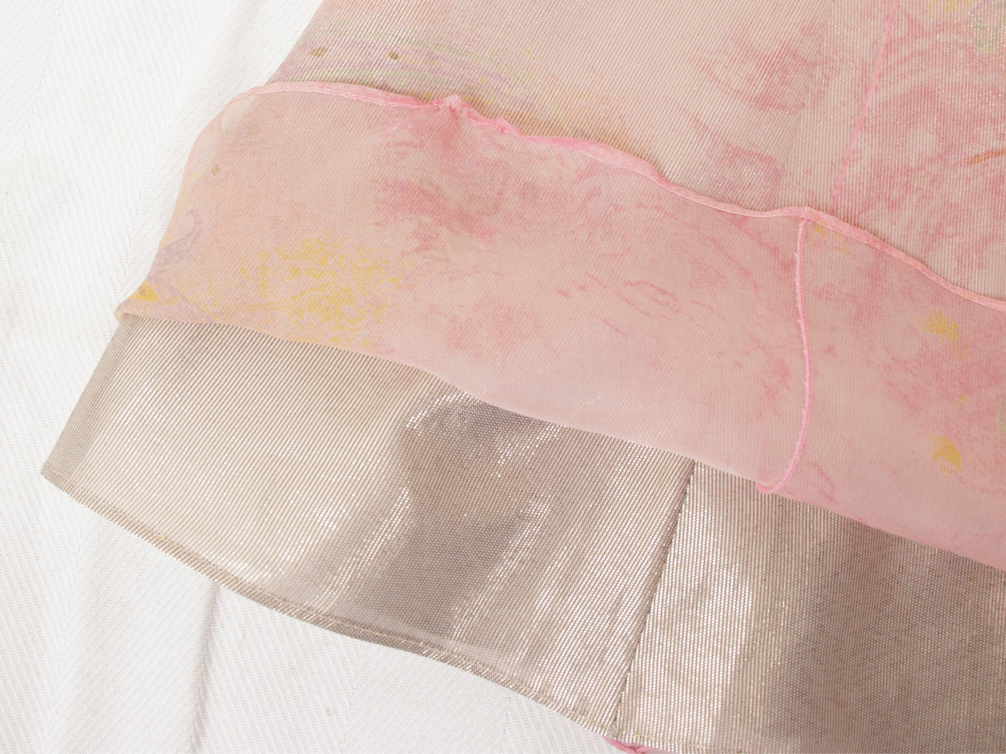 Christian Lacroix Metallic Chiffon Printed Skirt