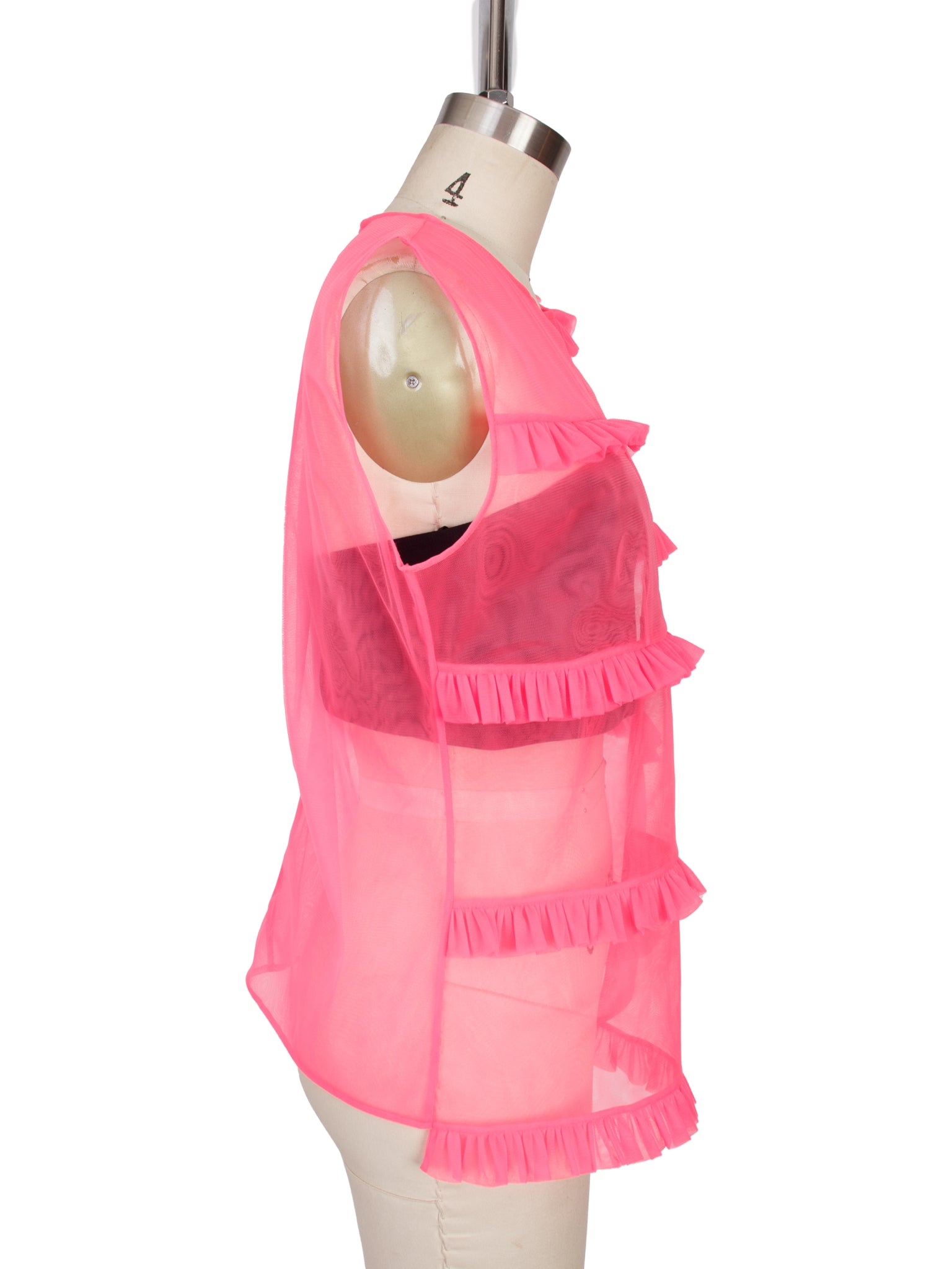 Paskal Neon Tulle Asymmetrical Ruffle Top