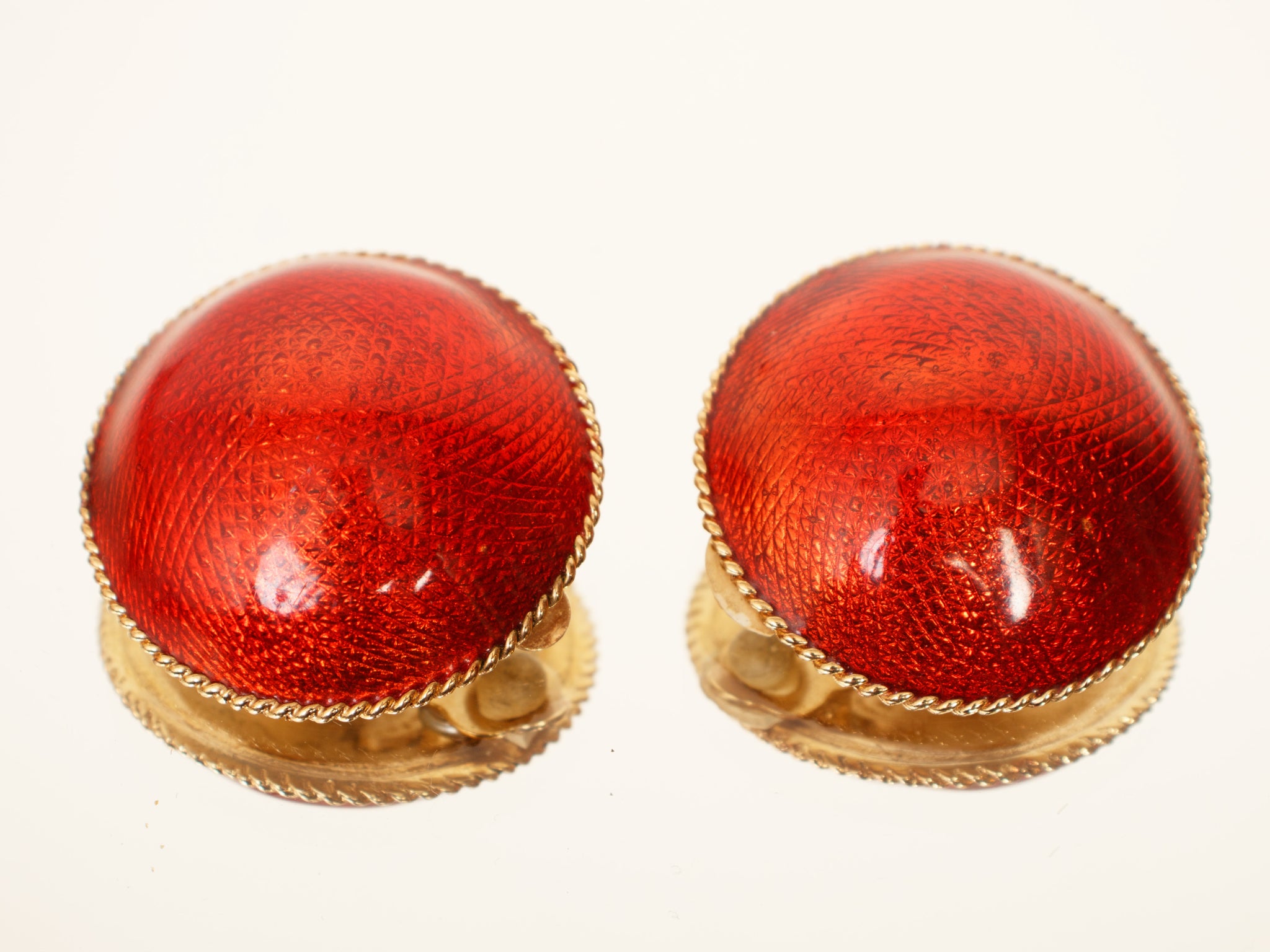 Guy Laroche Metallic Red Dome Clip-On's