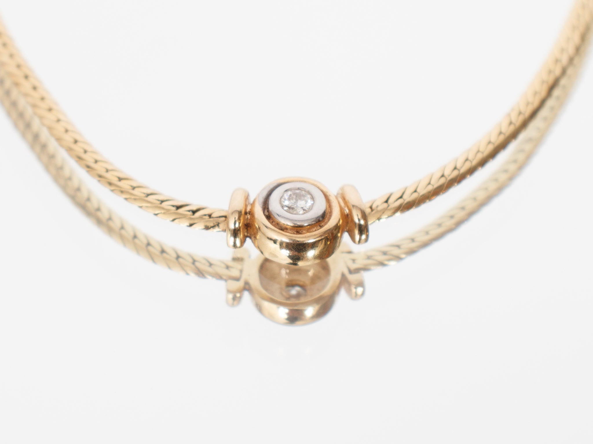 14K European Snake Chain Solitaire Necklace