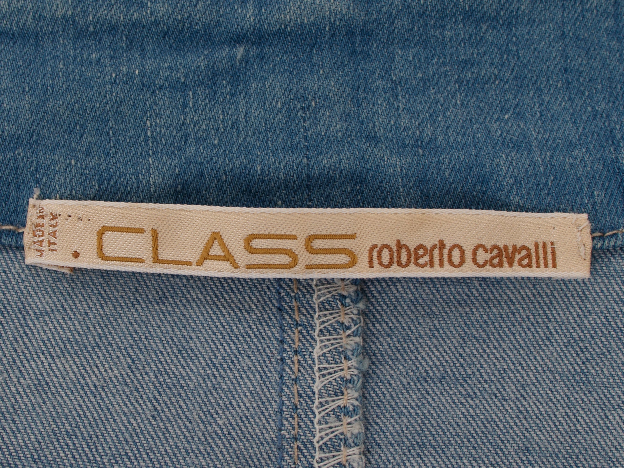 CLASS Roberto Cavalli Denim Faux Pearl & Crystal Beaded Jacket