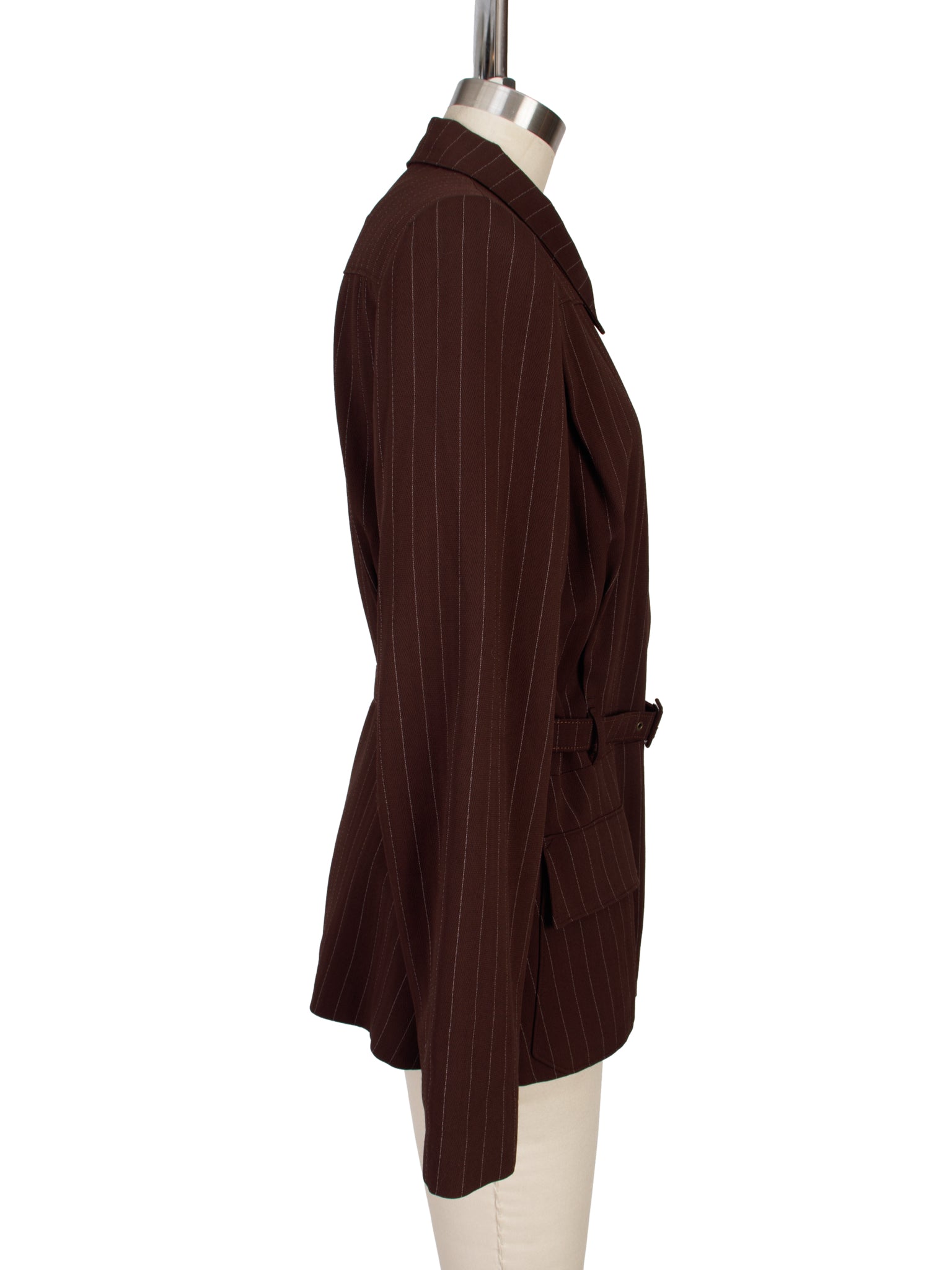 SS 1995 Jean Paul Gaultier Pinstripe Belted Jacket