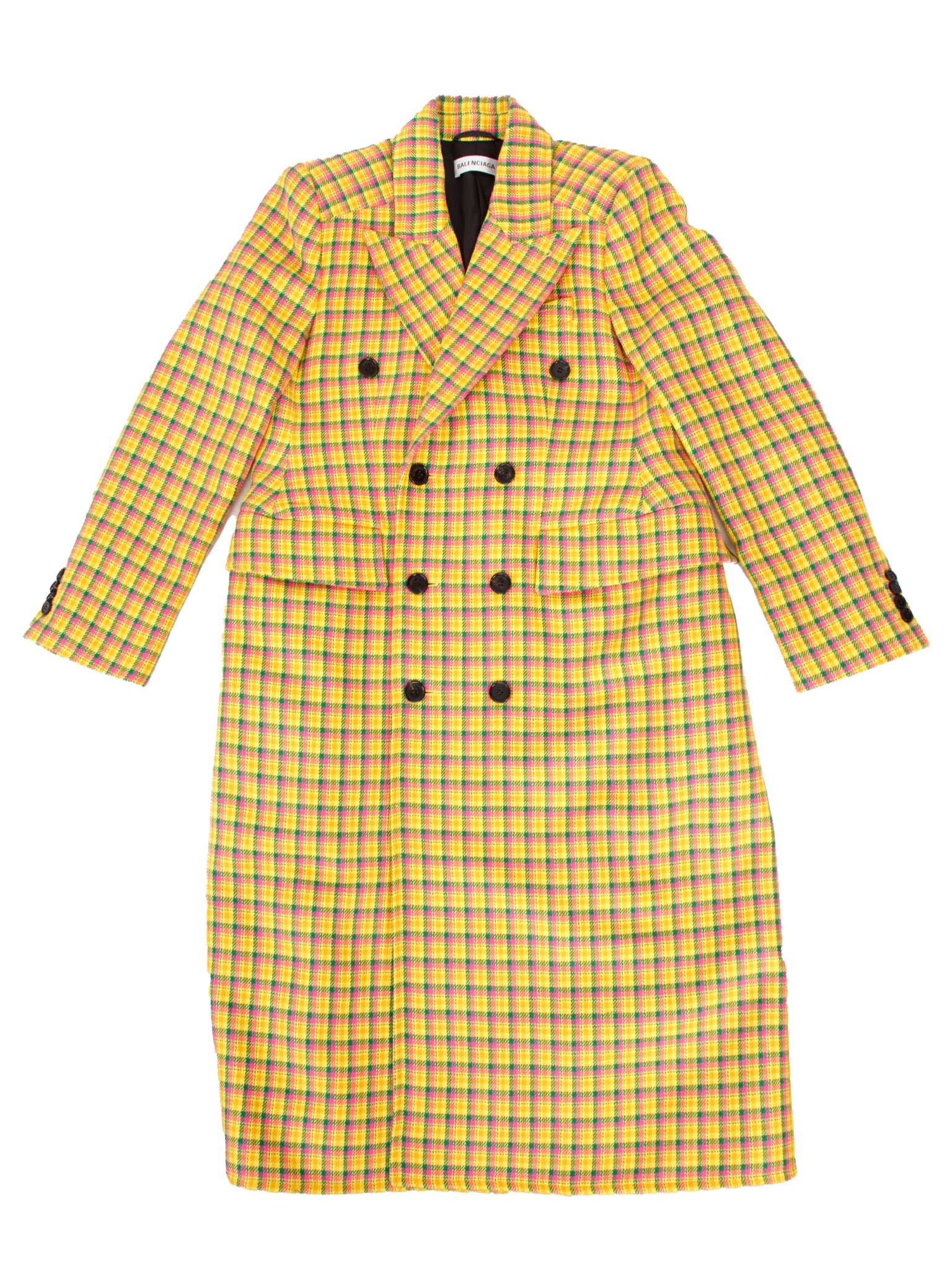 2018 Balenciaga Virgin Wool Plaid Coat