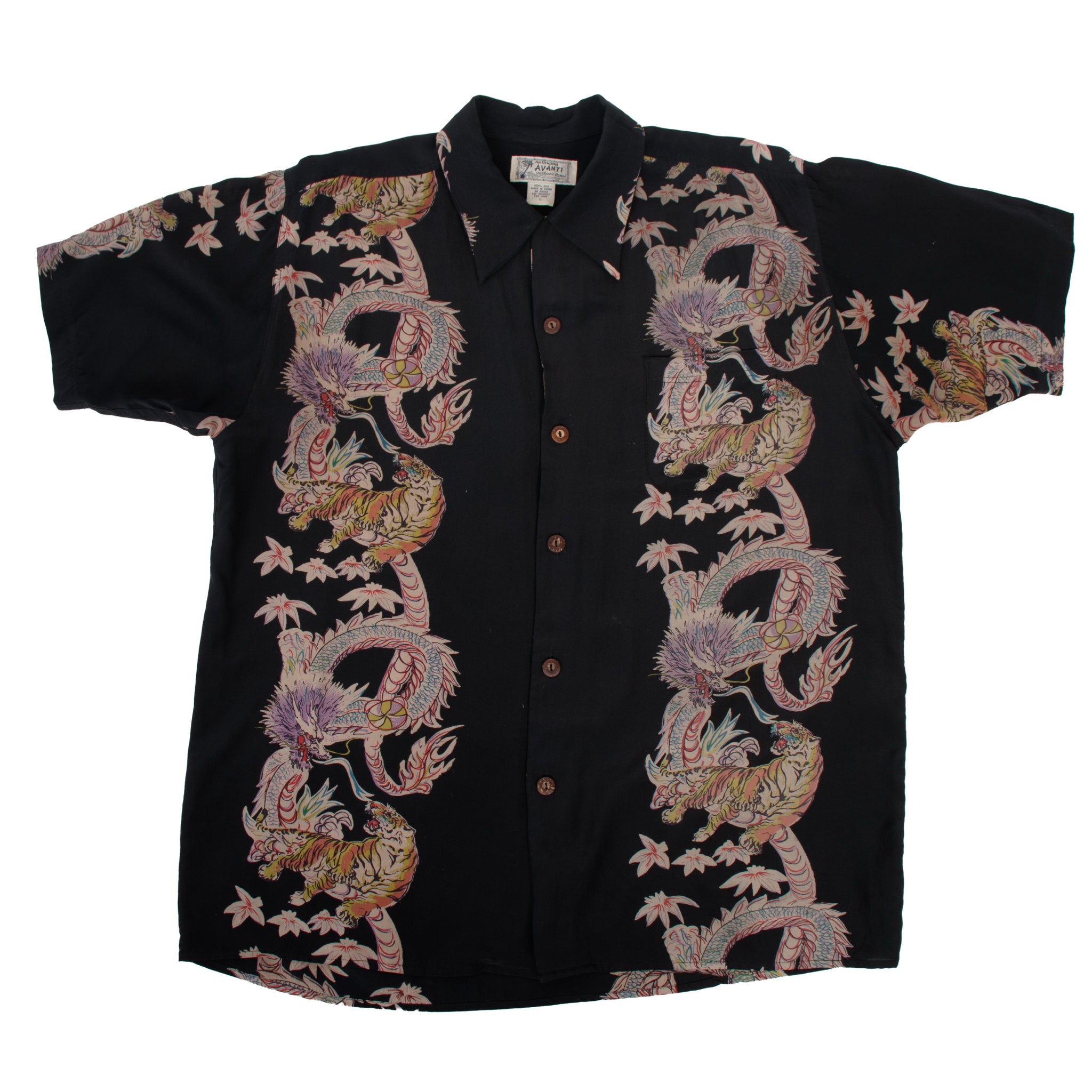 Avanti Silk Dragon & Tiger Print Shirt
