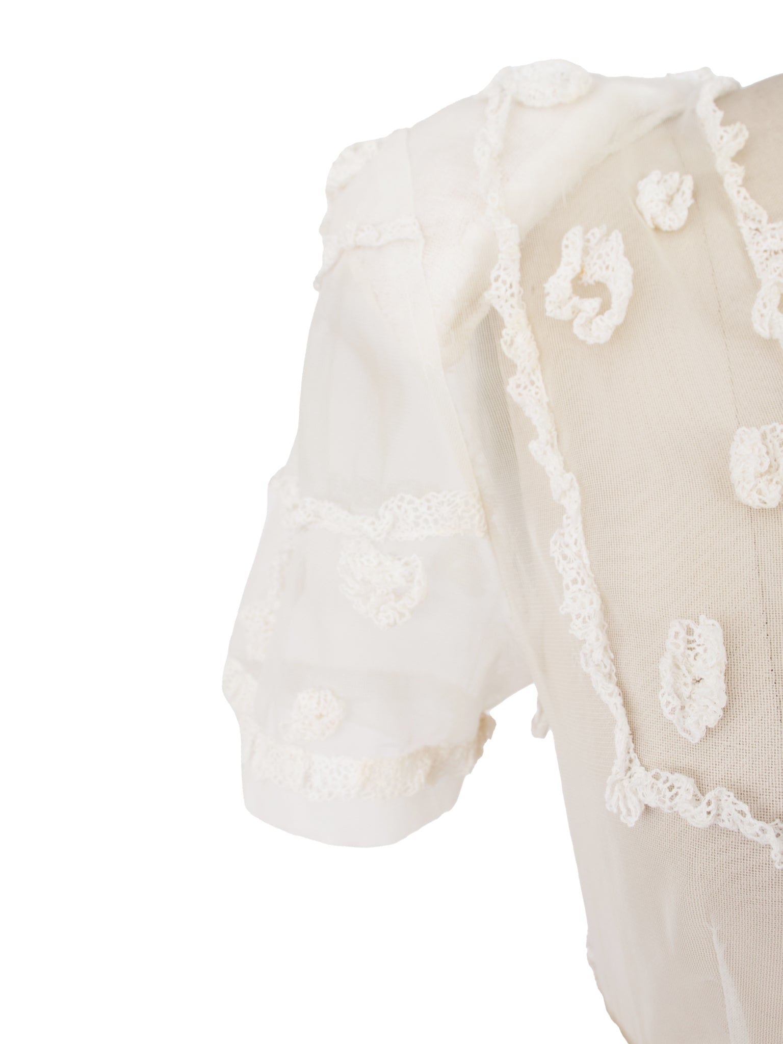 1960s Tulle & Lace Applique Dress