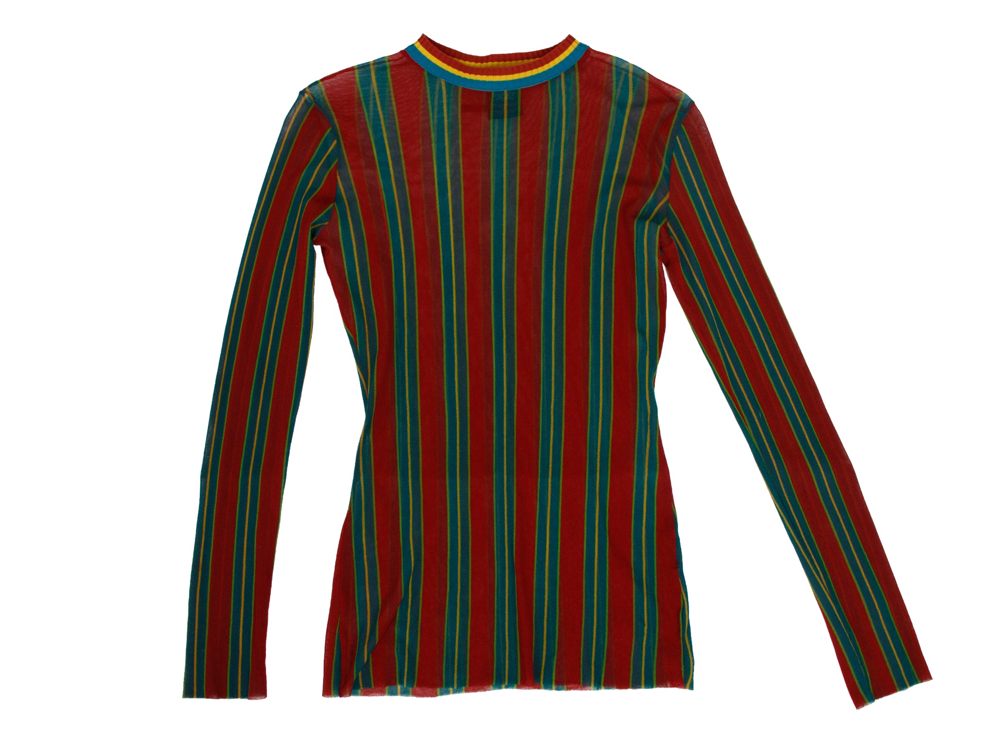 1990s Jean Paul Gaultier Striped Mesh & Rib Trim Top