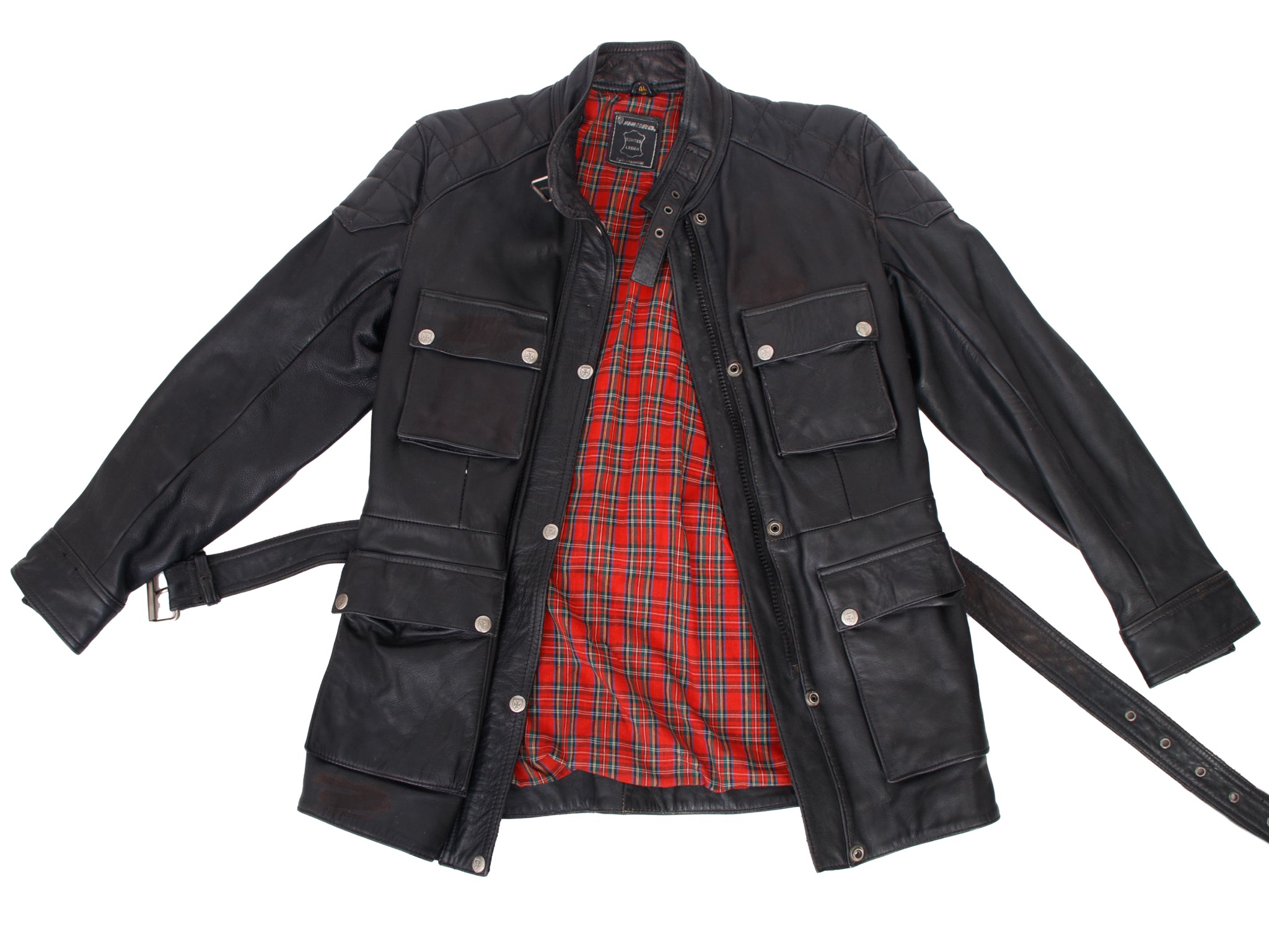 1990s Harro Leather Moto Belted Jacket