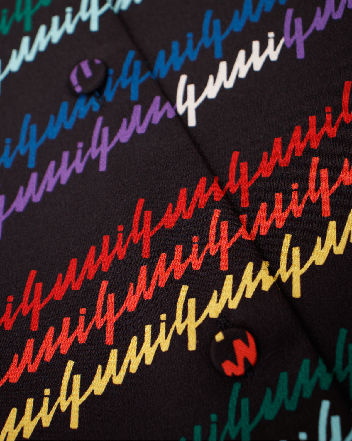 2016 Gucci Rainbow Script Silk Shirt