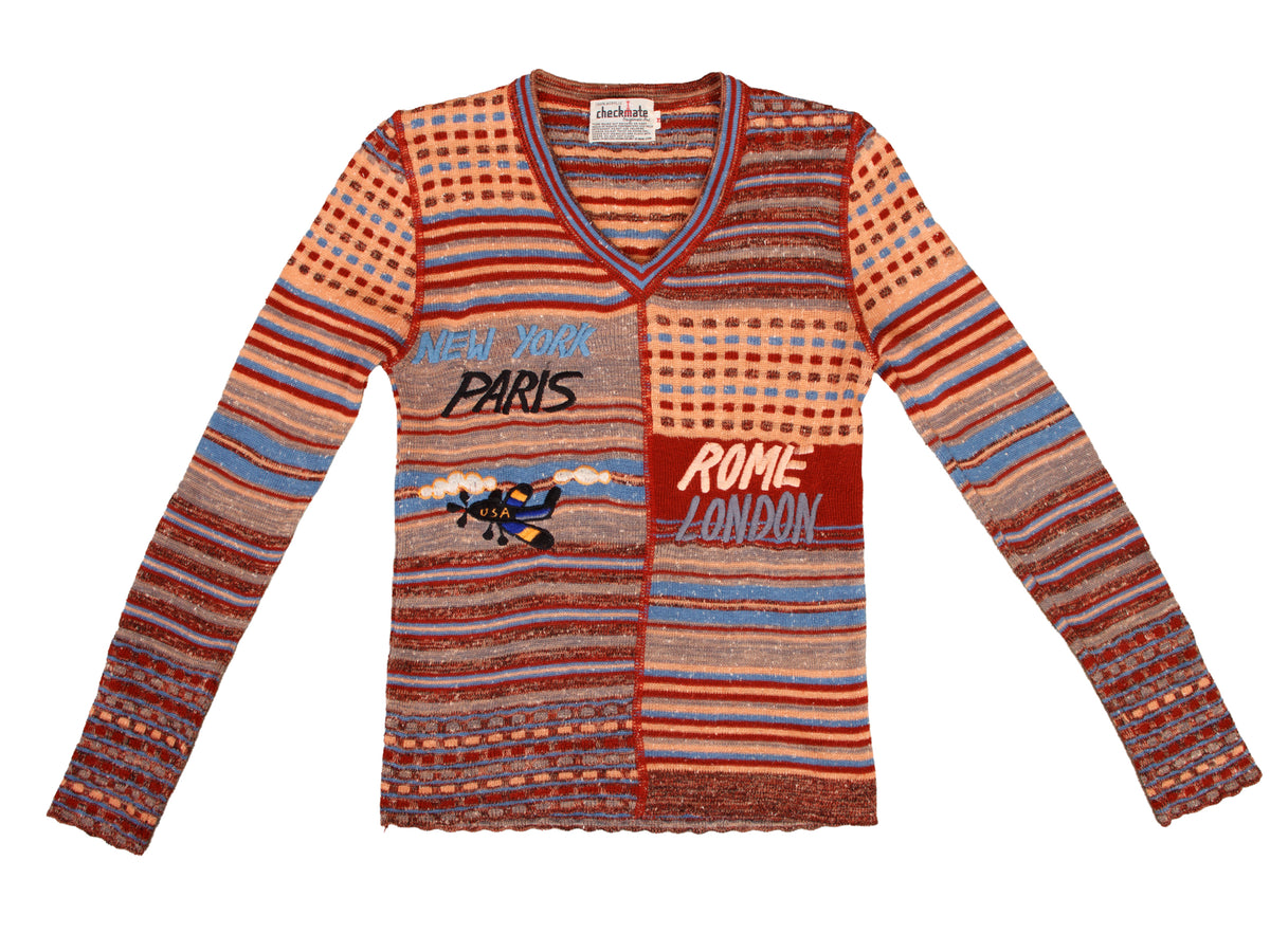 1970s New York Paris Novelty Stripe Sweater