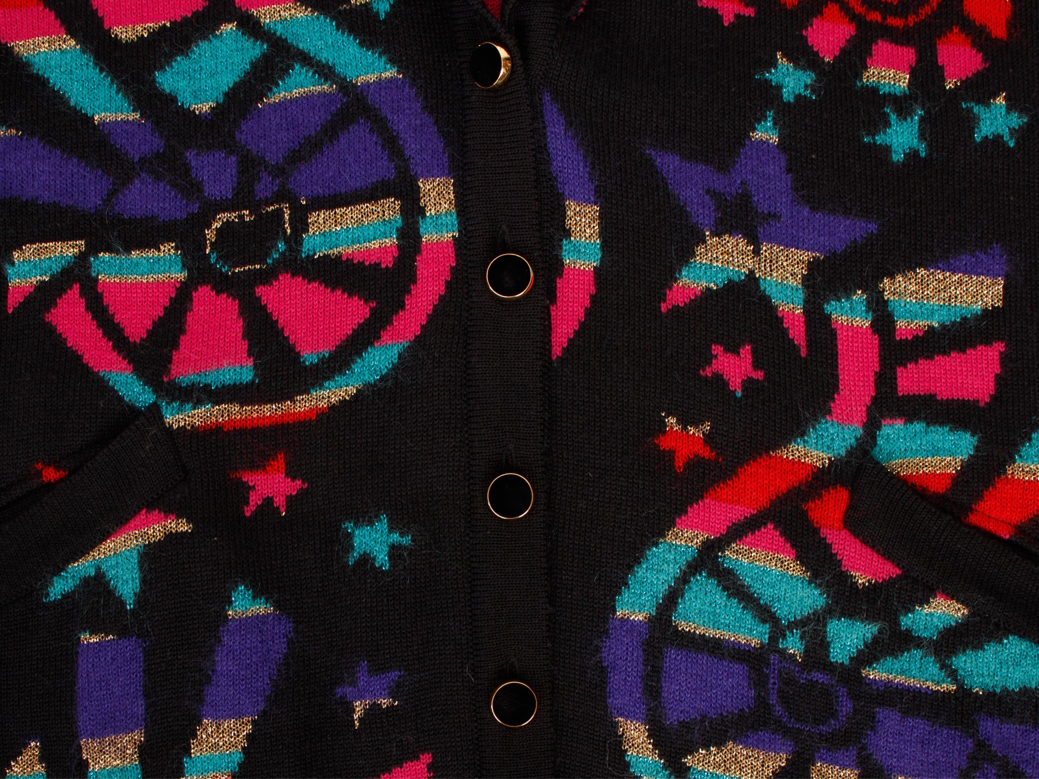 1980's Hauber Wool & Mohair Star Intarsia Cardigan