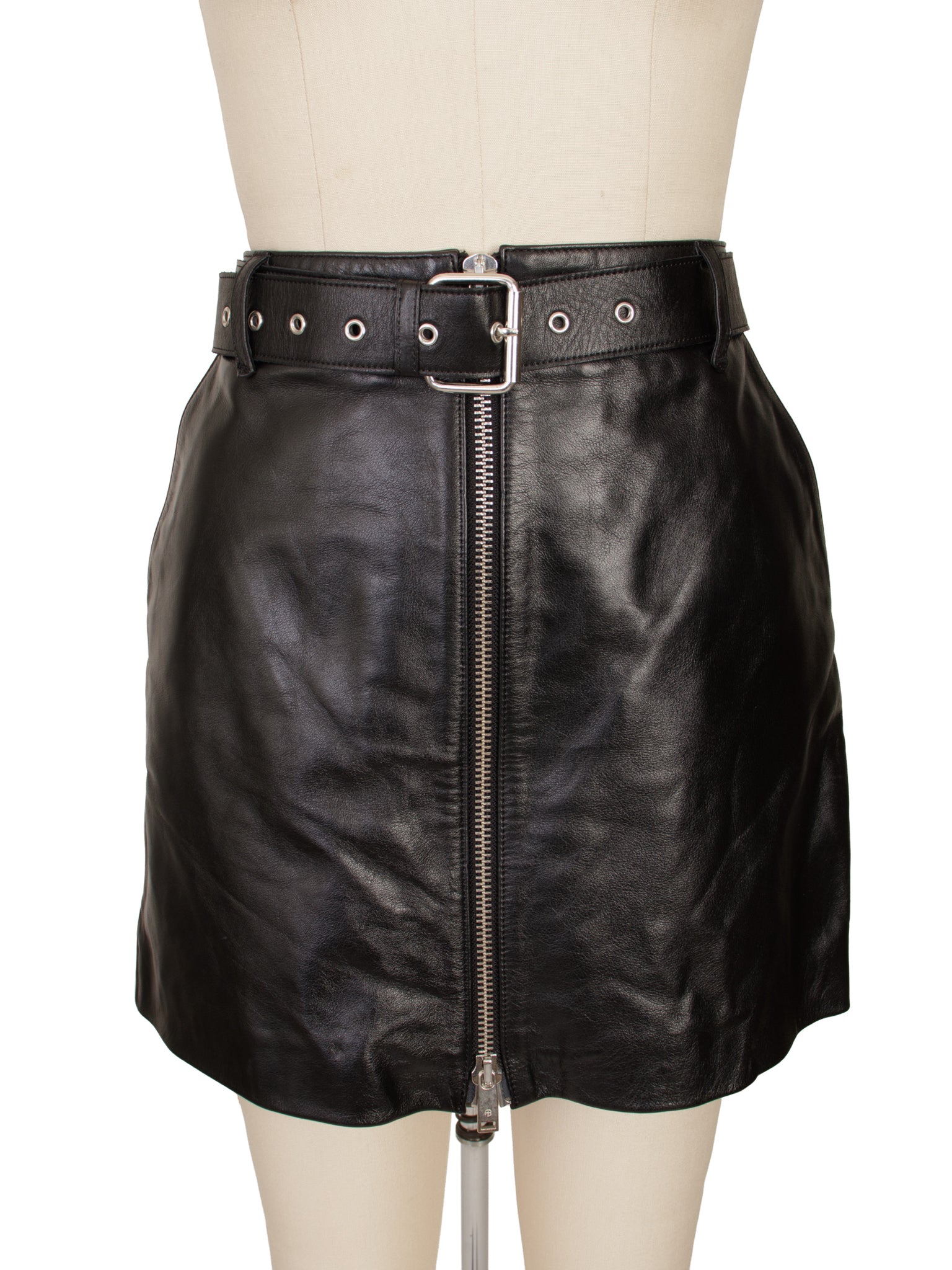 Anine Bing Leather Dual Zip Mini Skirt