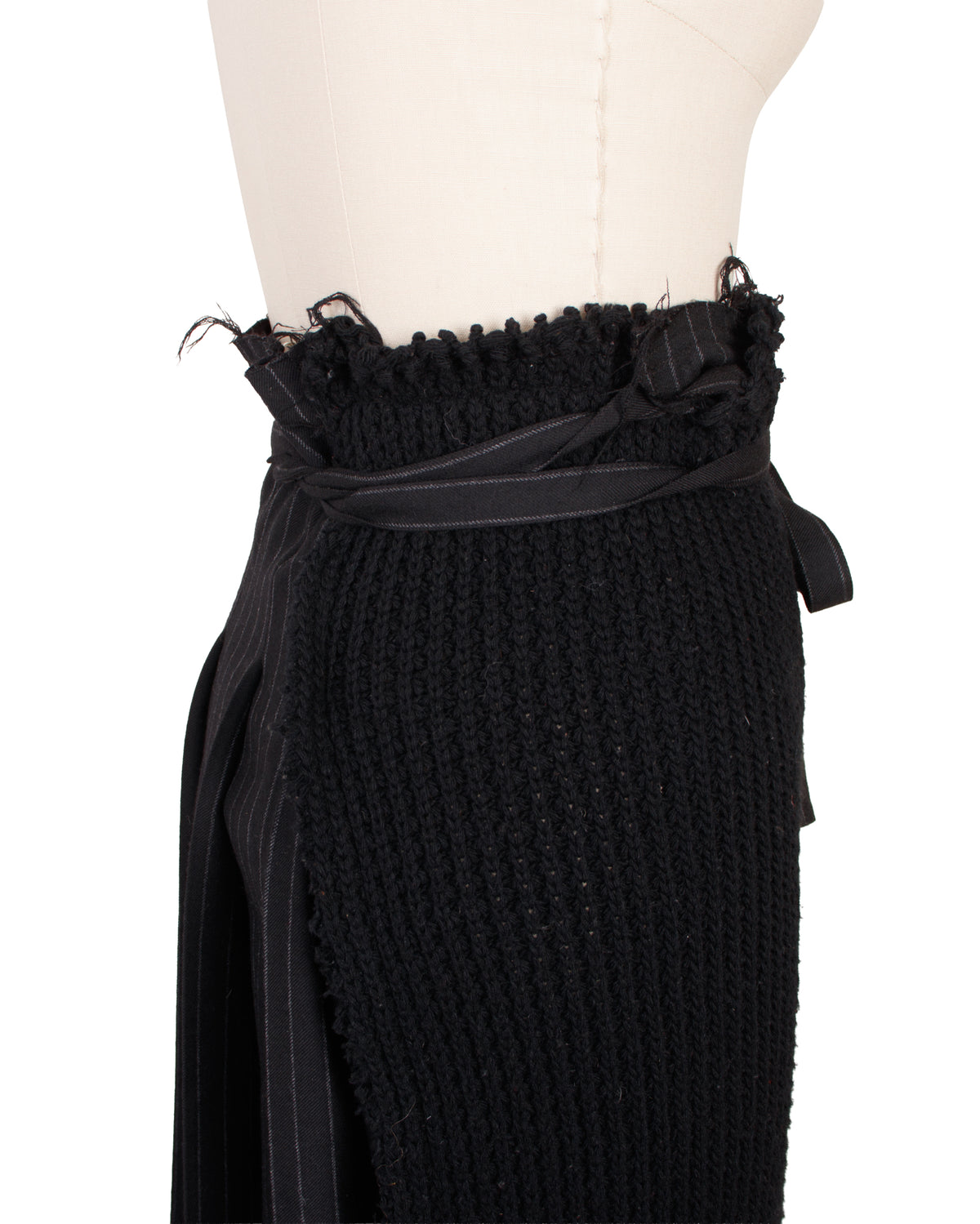 2002 Comme des Garcons Wool Rib Knit & Pinstripe Skirt
