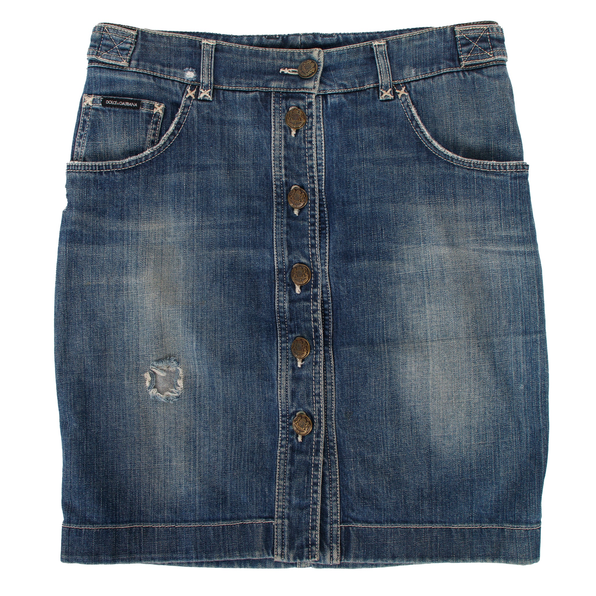 Dolce & Gabbana Denim Distressed Skirt