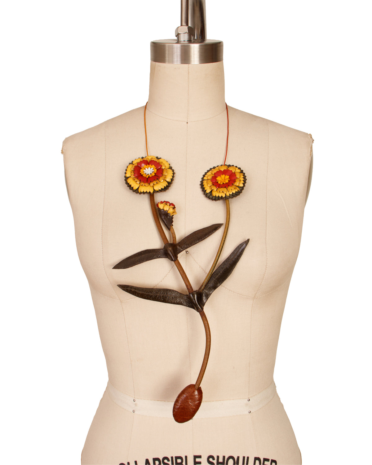 Isabelle Azais Leather Flower Necklace