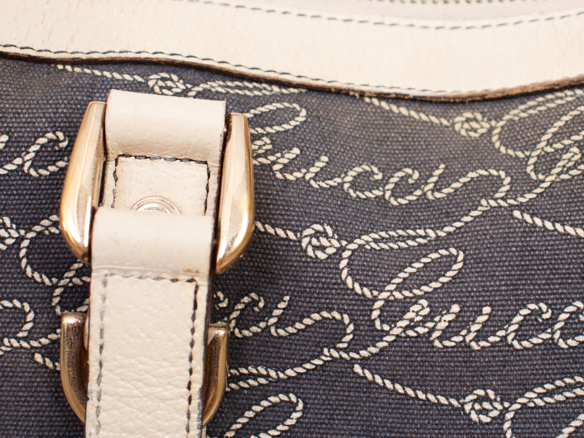 Gucci Abbey Canvas Logo Script Bag