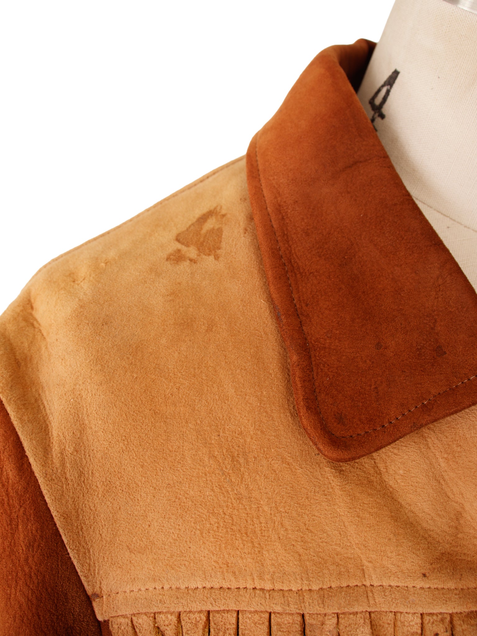 Suede & Cow Patch Fringe Jacket
