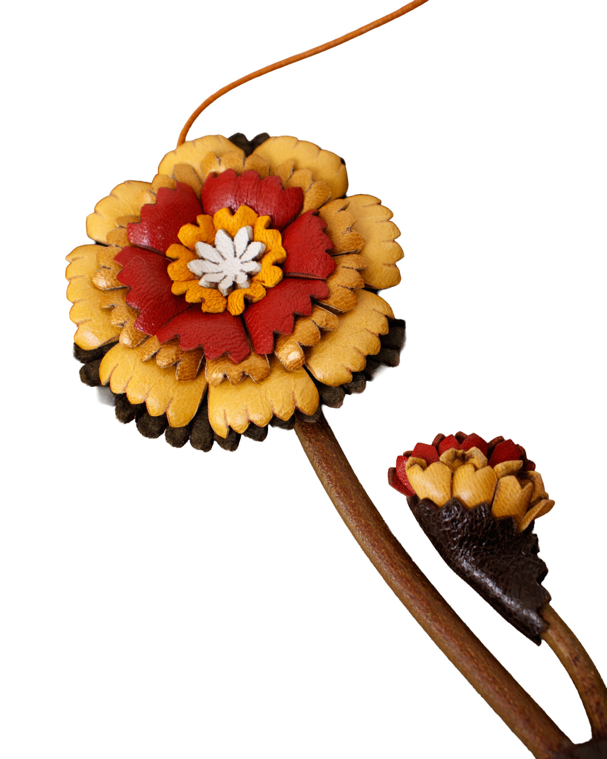 Isabelle Azais Leather Flower Necklace