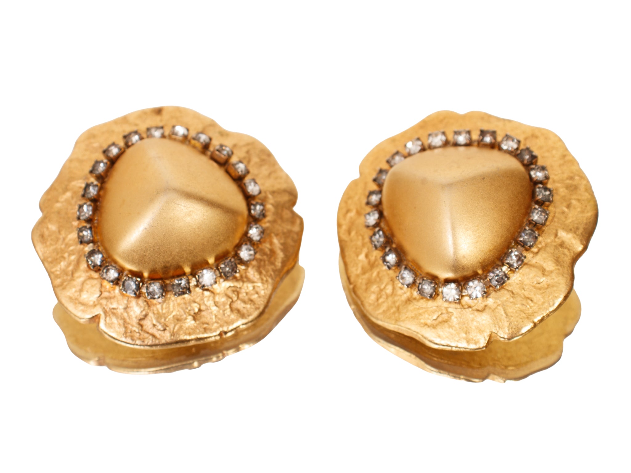 1980s Tria Rhinestone Halo Clip-Ons