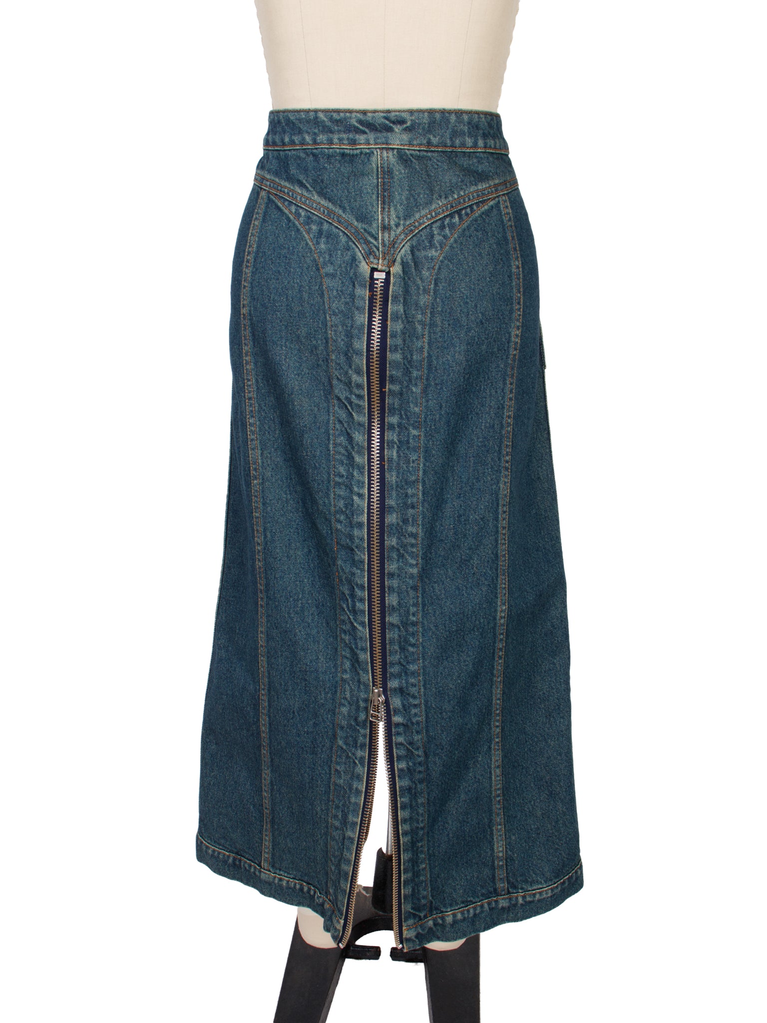 Eckhaus Latta Denim Zip Midi Skirt