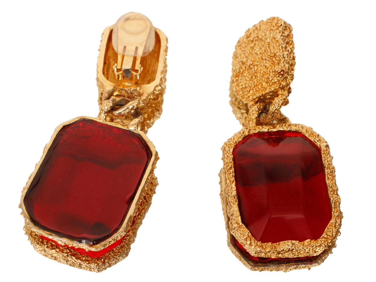 Costume Resin Gem Dangle Clip-On's