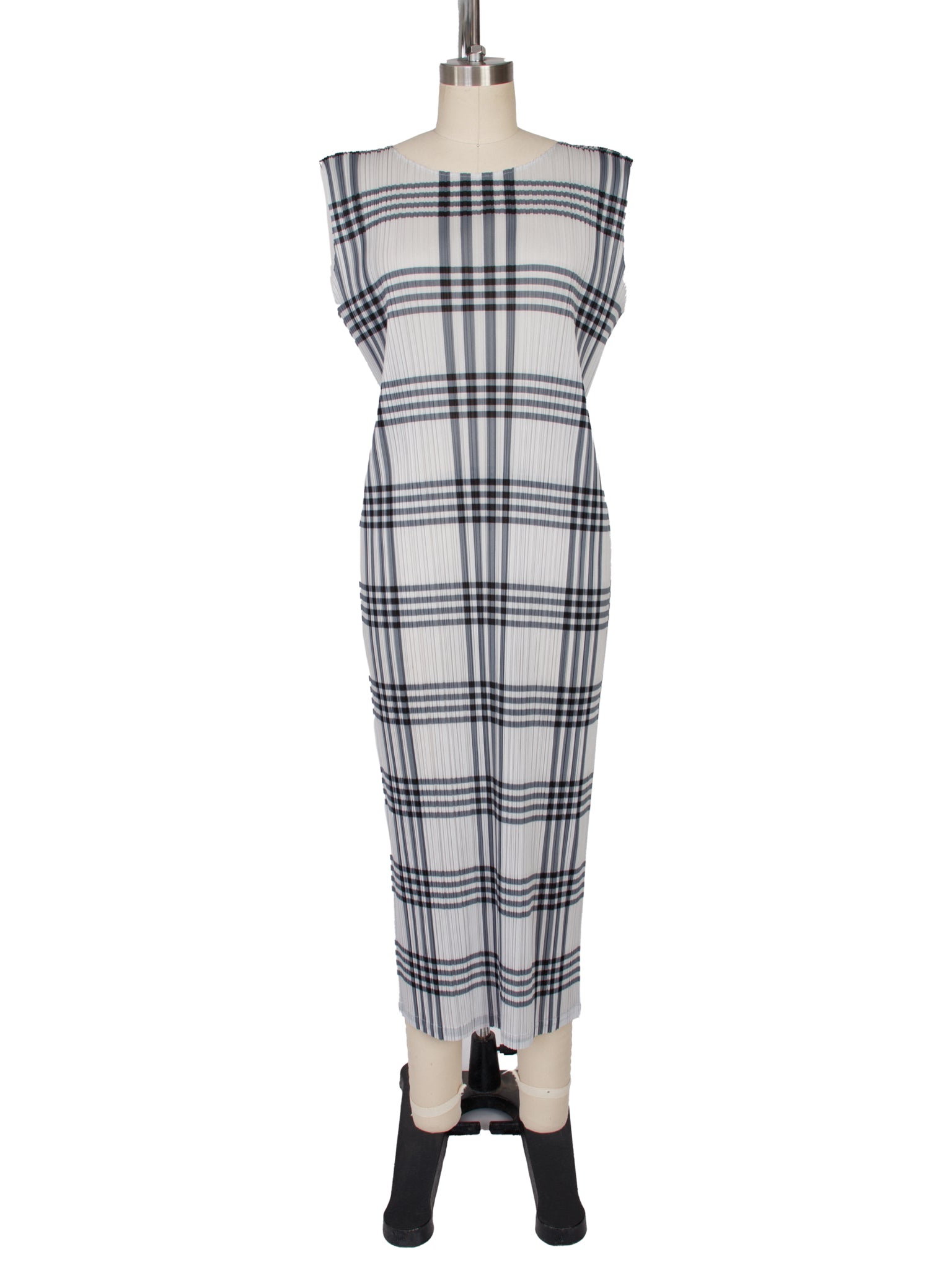 1990s Pleats Please Issey Miyake Plaid Dress