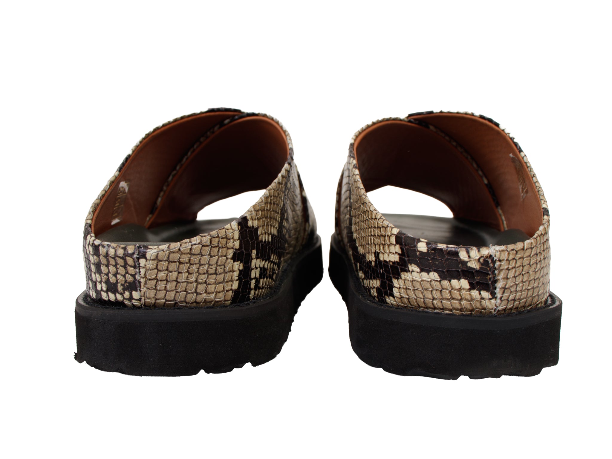 Ganni Snake Embossed Leather Platform Slides