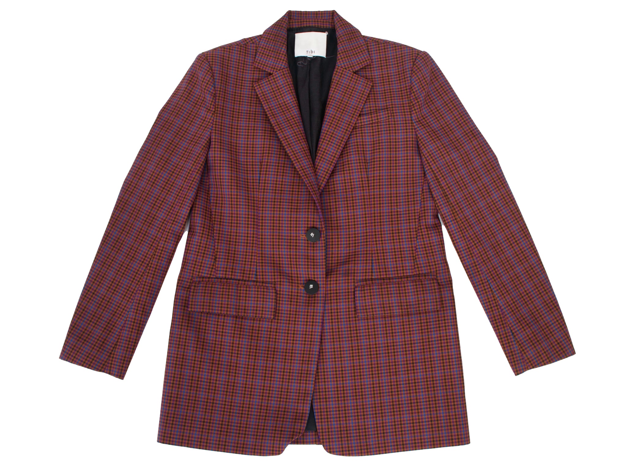 Tibi Gingham Pierced Blazer