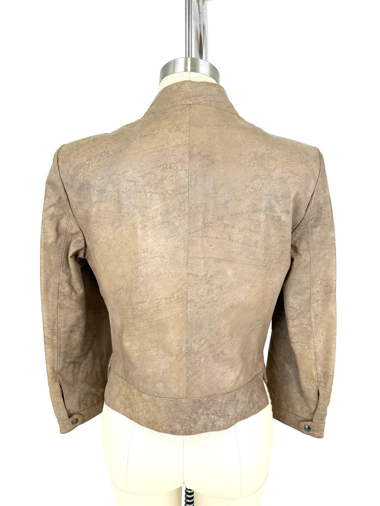 Giorgio Armani Leather Whipstitch Jacket | Mercy Vintage