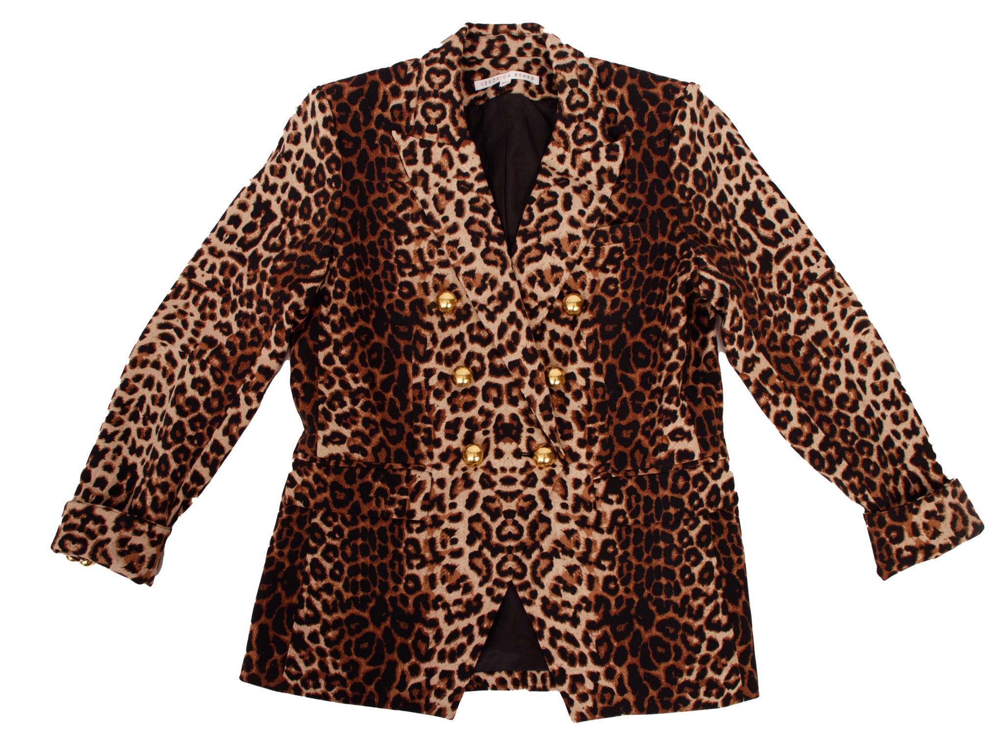 Veronica Beard Leopard Print & Cashmere Hood Dickey Blazer